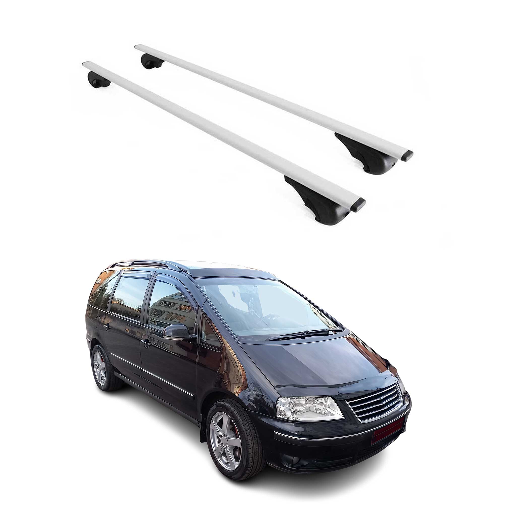 Omac Dachträger Querträger Für Vw Sharan I 1995-2010 – Abschließbar – Max. 75 Kg – 2 Stangen Stahl Silber