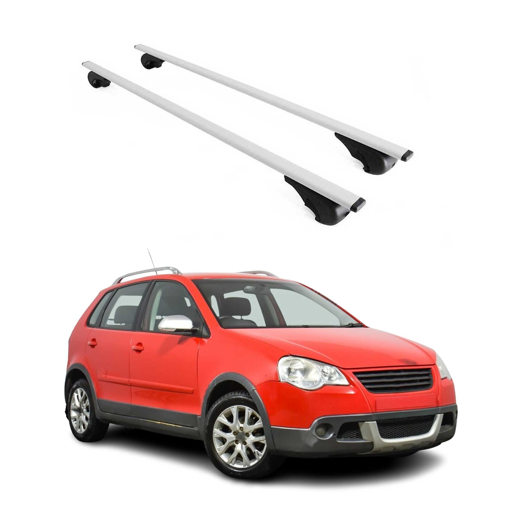 Omac Dachträger Querträger Für Vw Polo Mk4 2001-2009 – Abschließbar – Max. 75 Kg – 2 Stangen Stahl Silber