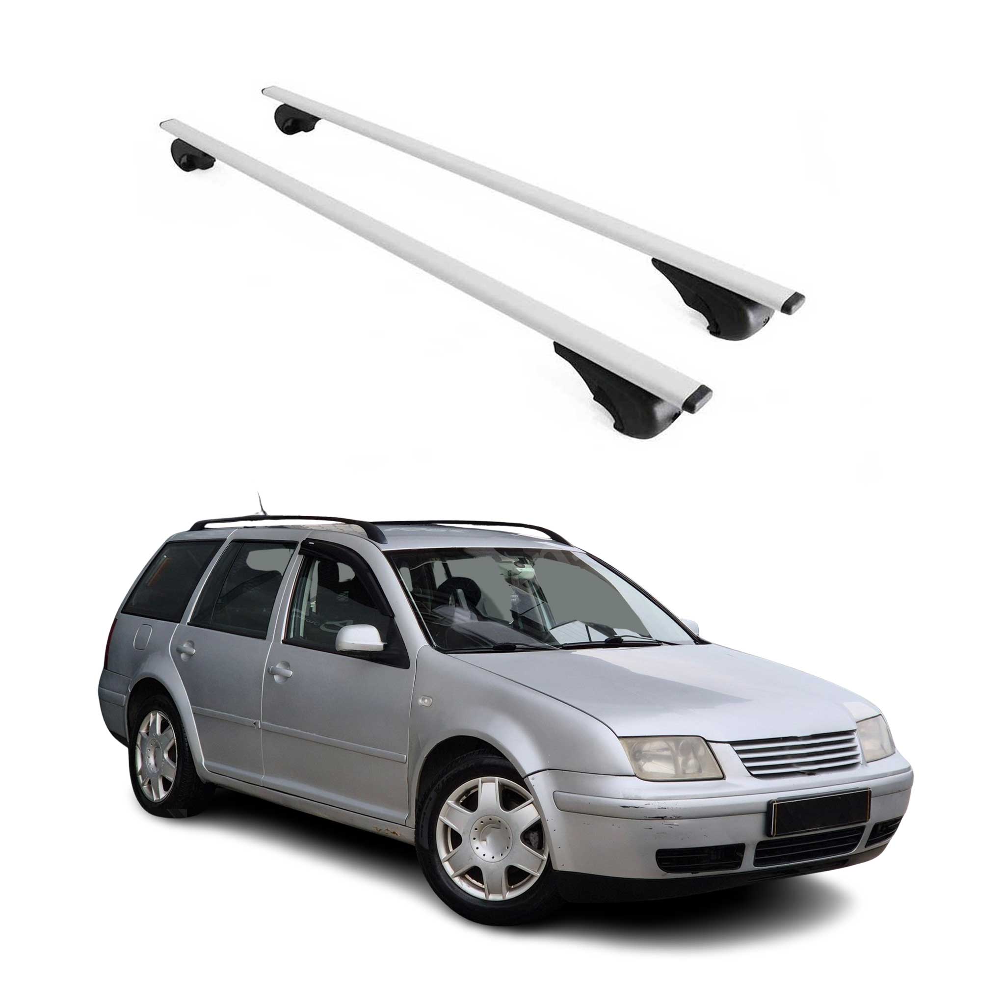 Omac Dachträger Querträger Für Vw Bora Variant 1999-2005 – Abschließbar – Max. 75 Kg – 2 Stangen Stahl Silber