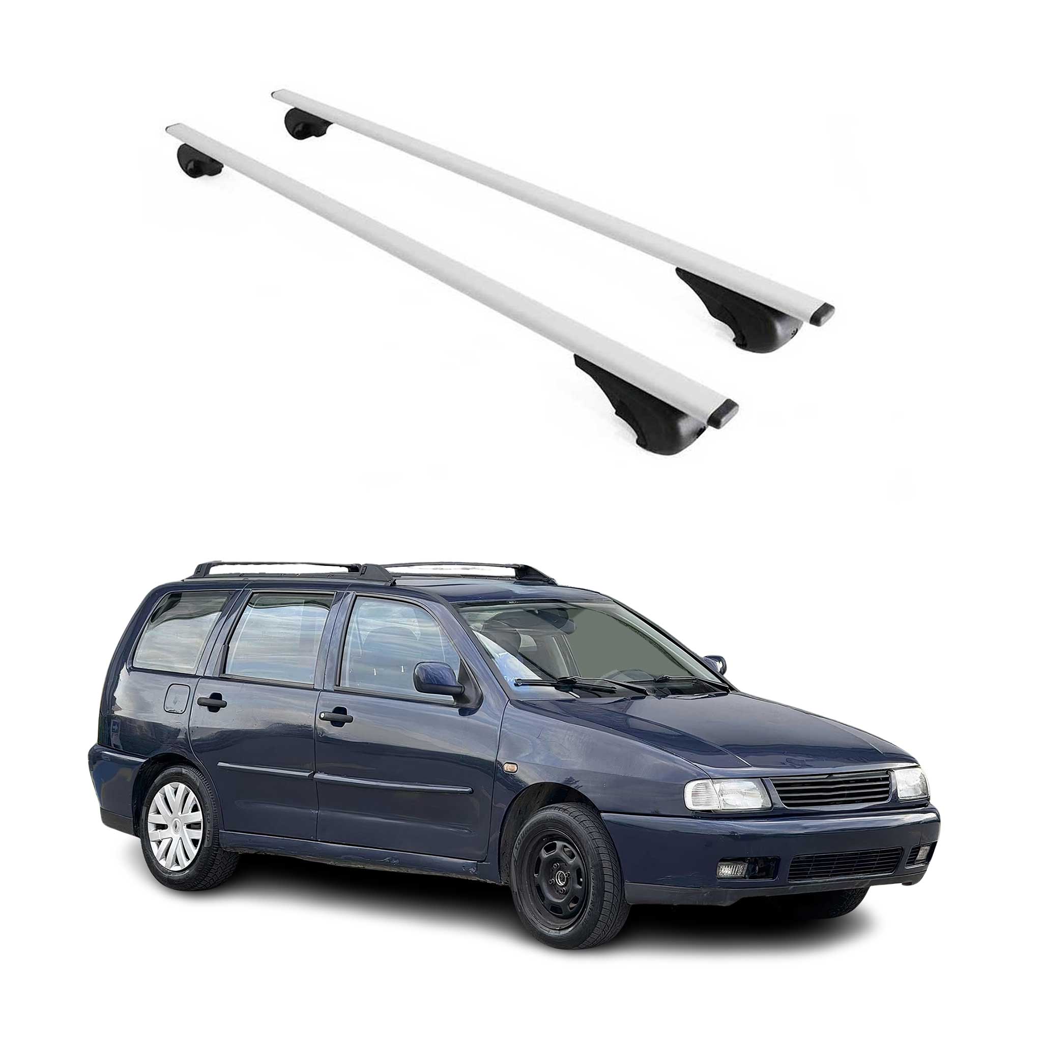 Omac Dachträger Querträger Für Vw Polo Mk3 Variant 1994-2002 – Abschließbar – Max. 75 Kg – 2 Stangen Stahl Silber