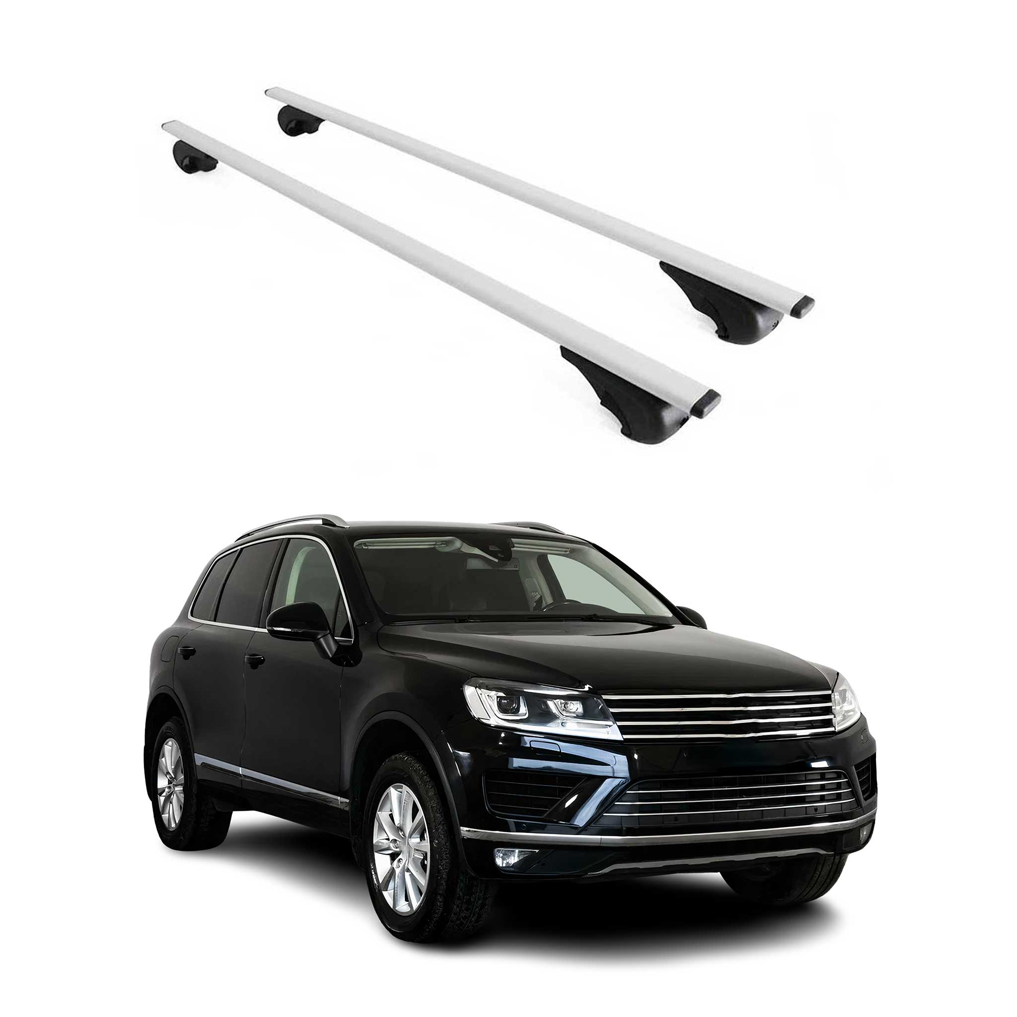 Omac Dachträger Querträger Für Vw Touareg Ii 2010-2018 – Abschließbar – Max. 75 Kg – 2 Stangen Stahl Silber