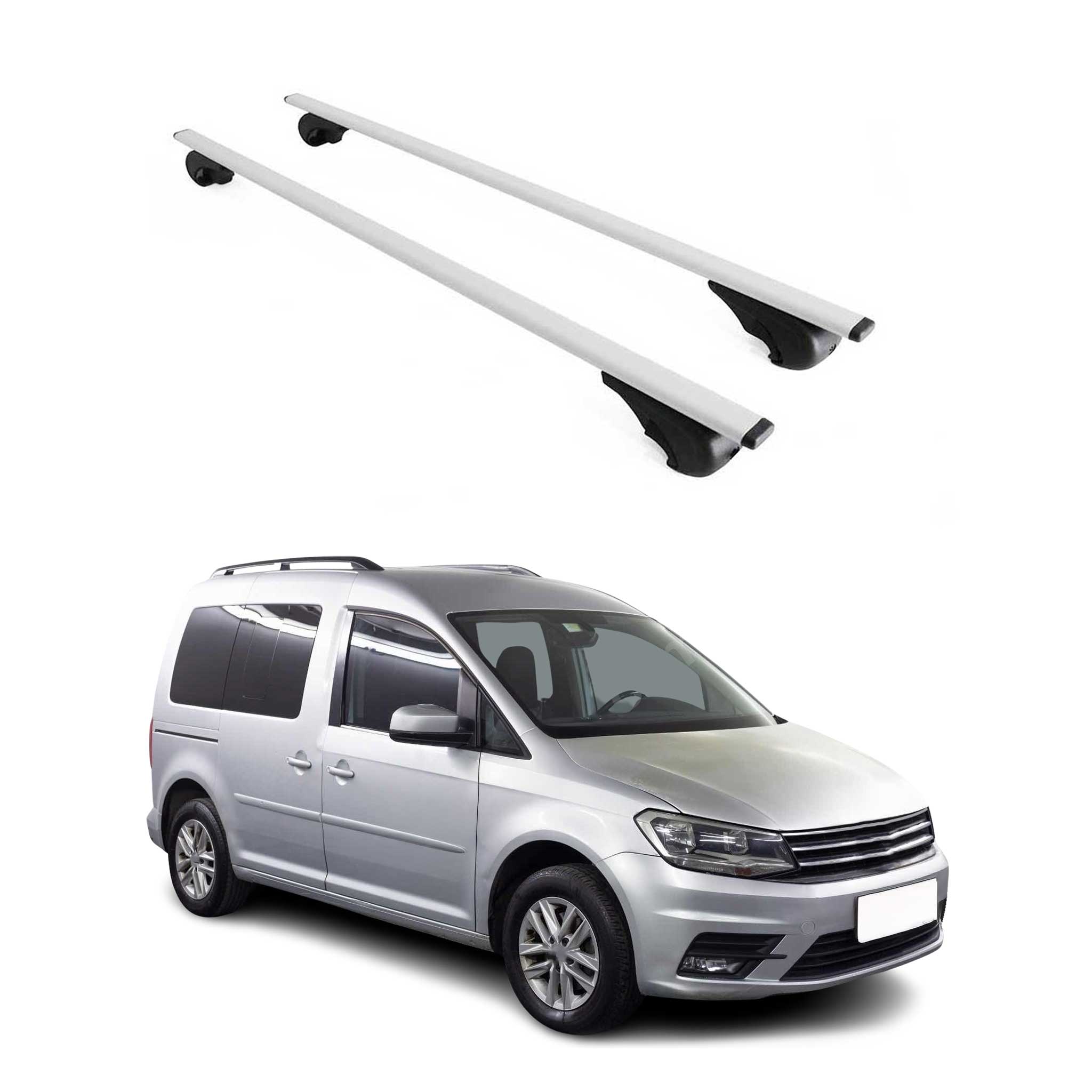 Omac Dachträger Querträger Für Vw Caddy Iii 2015-2020 Fl – Abschließbar – Max. 75 Kg – 2 Stangen Stahl Silber