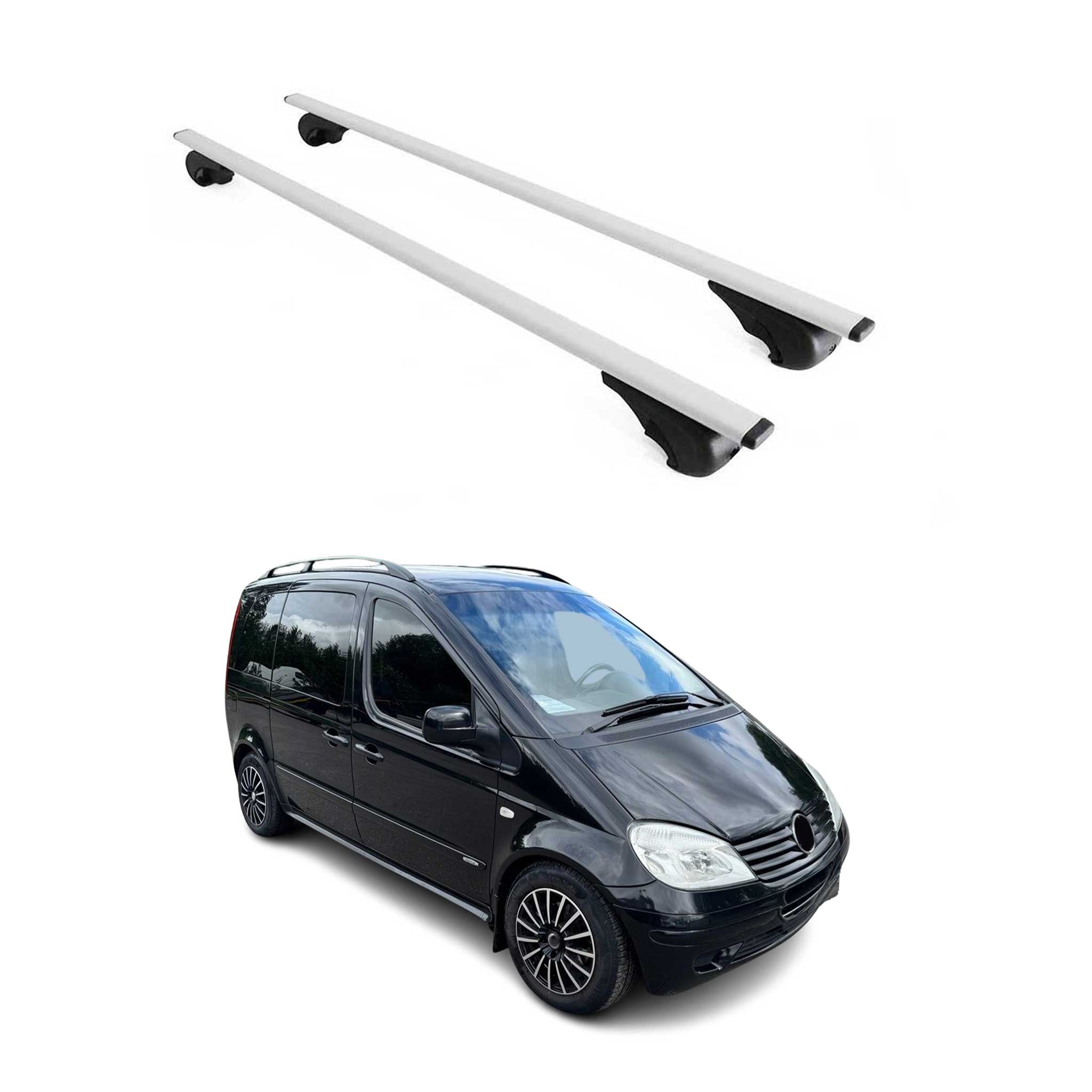 Omac Dachträger Querträger Für Mercedes Vaneo W414 2001-2005 – Abschließbar – Max. 75 Kg – 2 Stangen Stahl Silber
