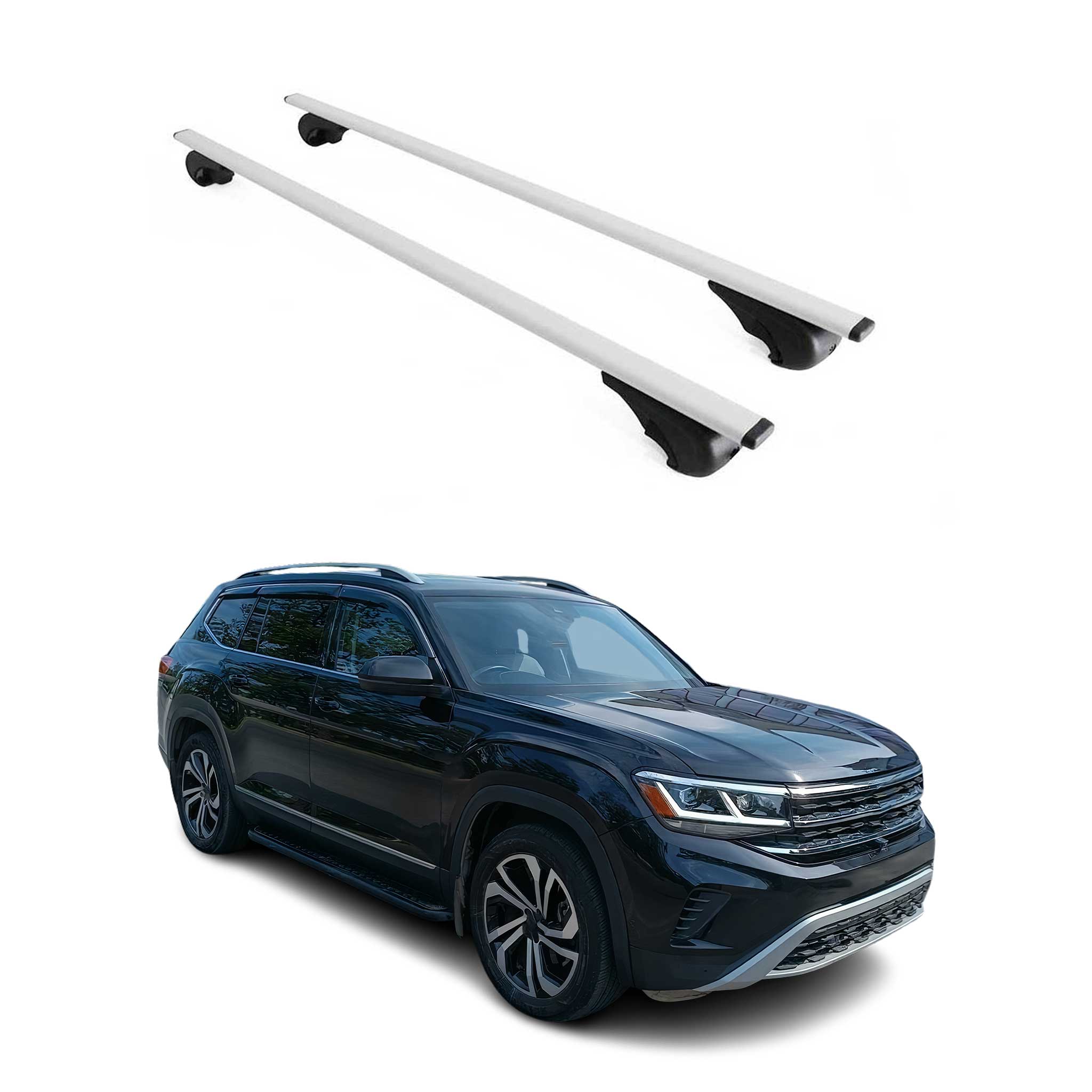 Omac Dachträger Querträger Für Vw Atlas 2018-2026 – Abschließbar – Max. 75 Kg – 2 Stangen Stahl Silber