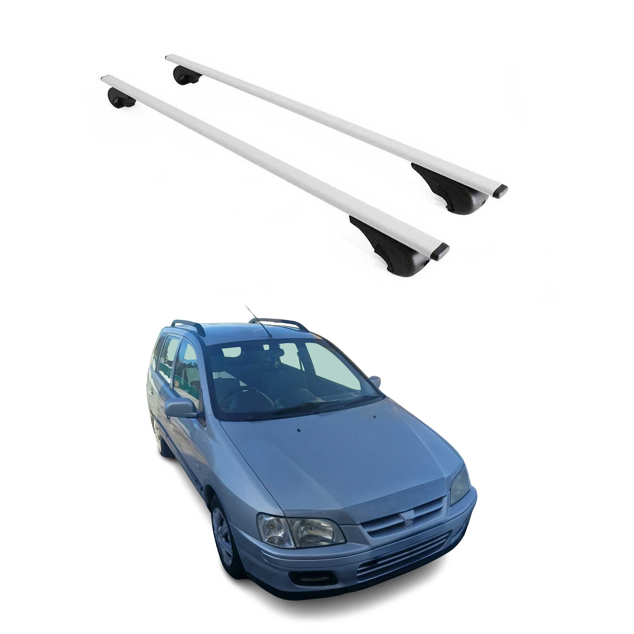 Omac Dachträger Querträger Für Mitsubishi Space Star Mk1 1998-2005 – Abschließbar – Max. 75 Kg – 2 Stangen Stahl Silber
