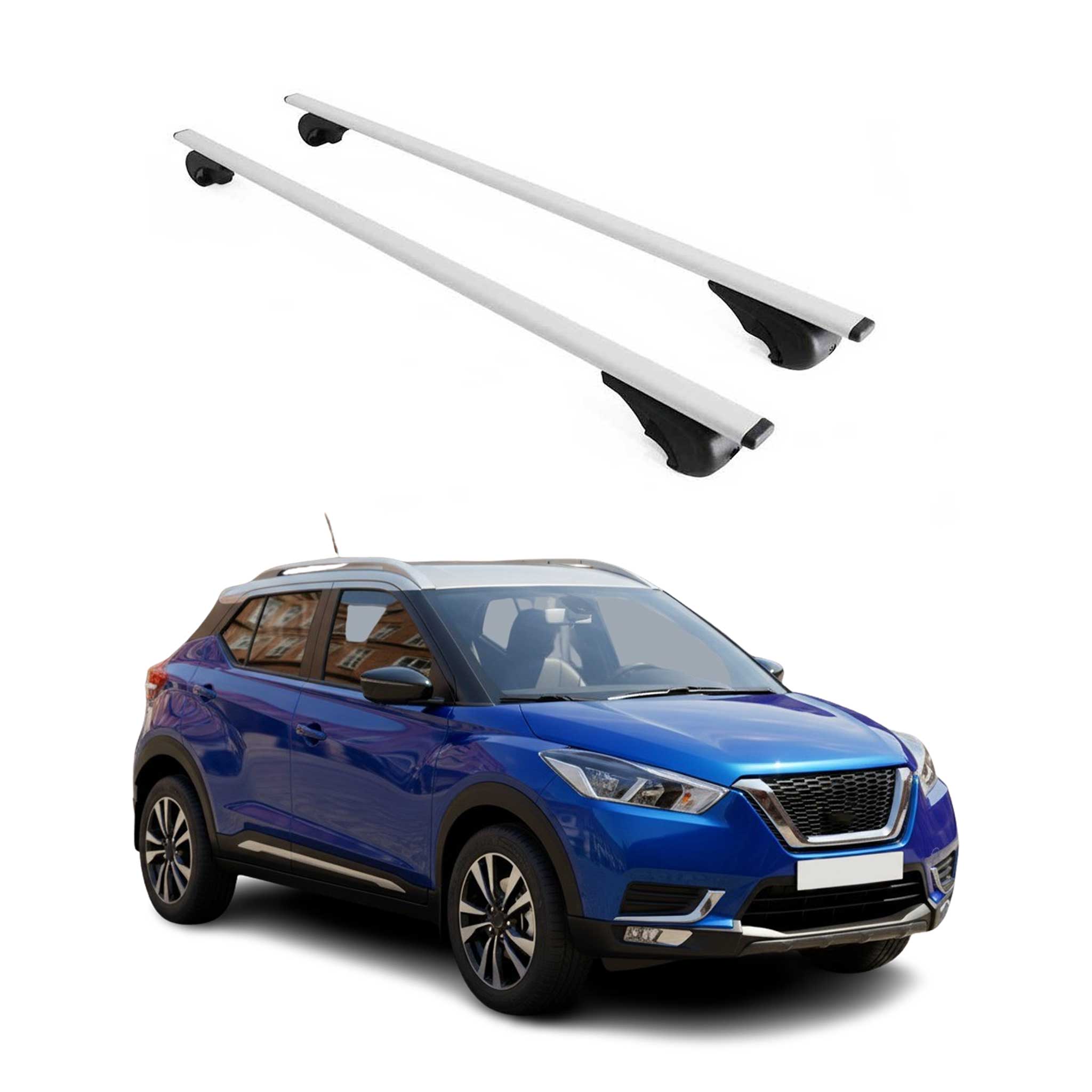 Omac Dachträger Querträger Für Nissan Kicks I 2016-2026 – Abschließbar – Max. 75 Kg – 2 Stangen Stahl Silber