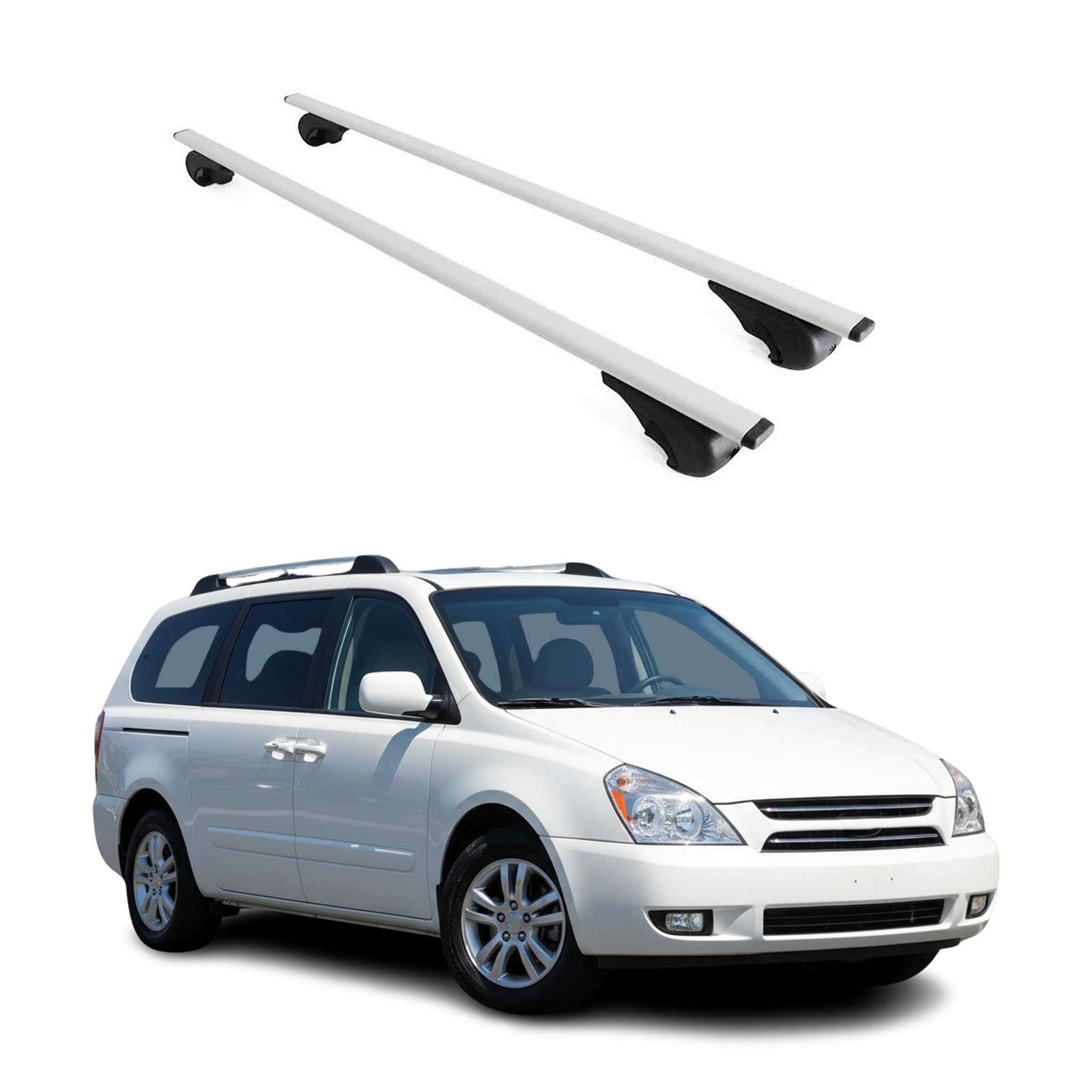 Omac Dachträger Querträger Für Kia Carnival Ii 2006-2014 – Abschließbar – Max. 75 Kg – 2 Stangen Stahl Silber