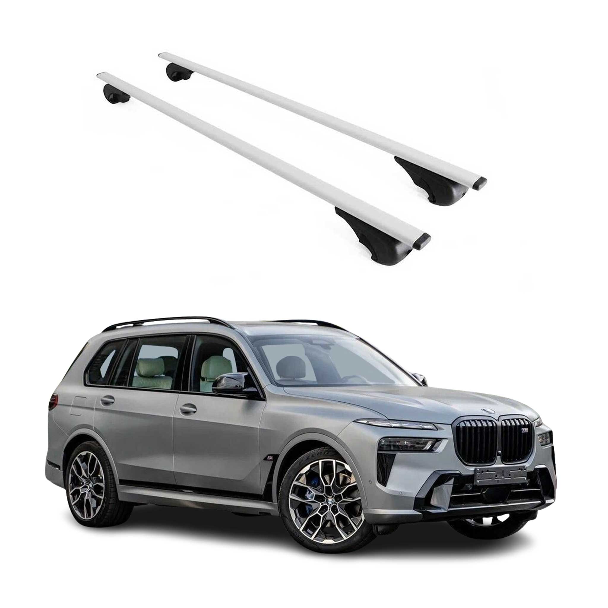Omac Dachträger Querträger Für Bmw X7 G07 2018-2026 – Abschließbar – Max. 75 Kg – 2 Stangen Stahl Silber