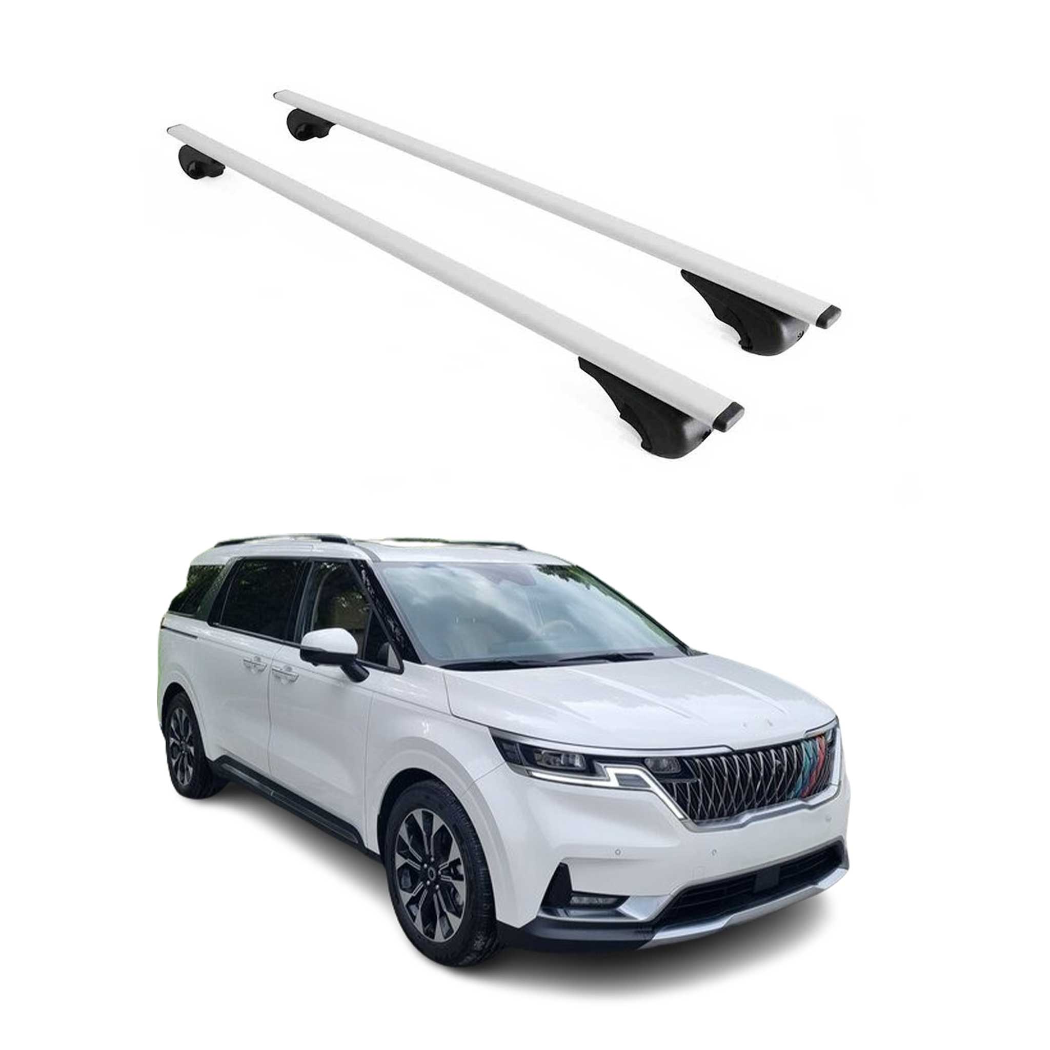 Omac Dachträger Querträger Für Kia Carnival Iv 2021-2026 – Abschließbar – Max. 75 Kg – 2 Stangen Stahl Silber