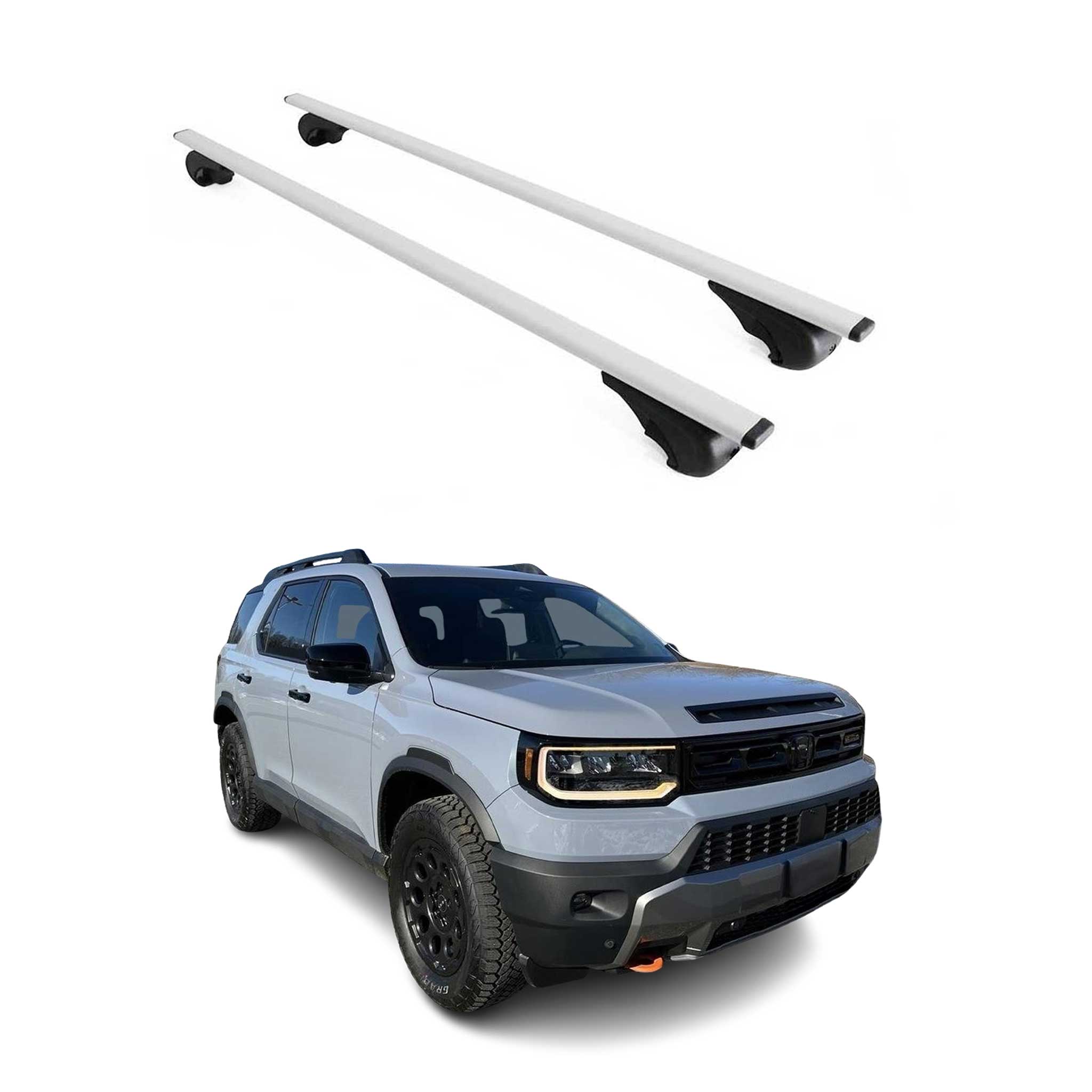 Omac Dachträger Querträger Für Honda Passport Iii 2019-2025 – Abschließbar – Max. 75 Kg – 2 Stangen Stahl Silber