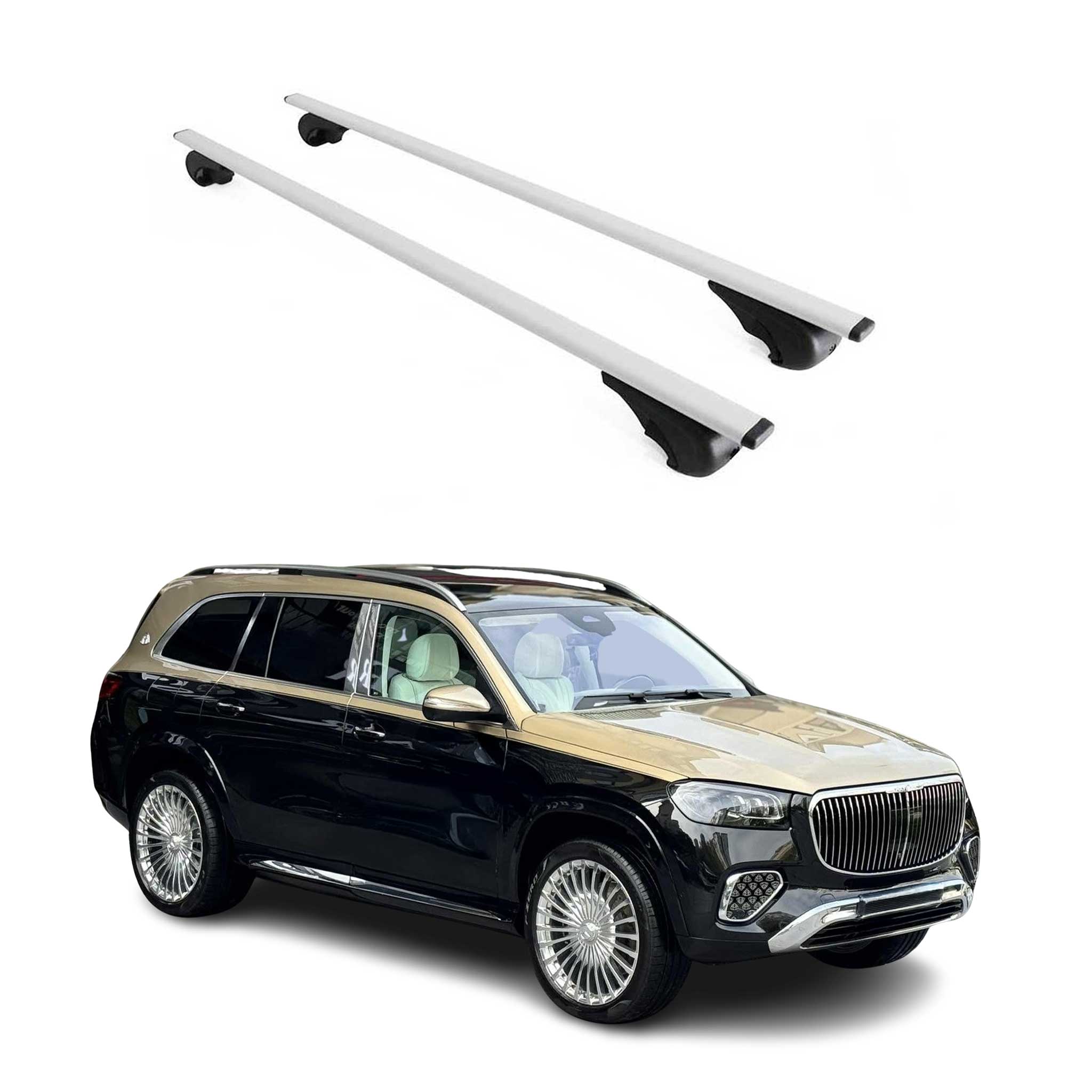Omac Dachträger Querträger Für Mercedes Gls X167 2020-2026 – Abschließbar – Max. 75 Kg – 2 Stangen Stahl Silber