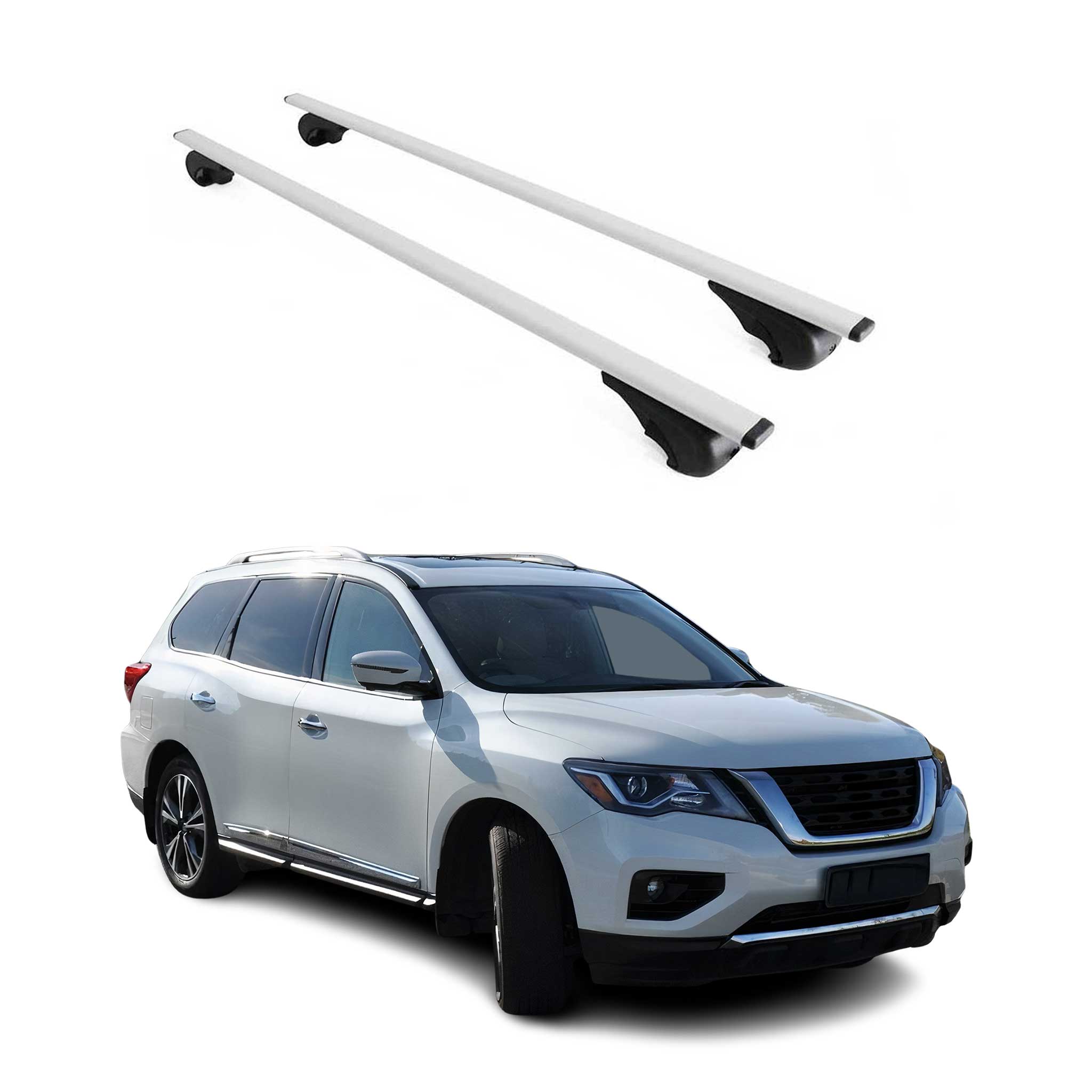 Omac Dachträger Querträger Für Nissan Pathfinder V 2022-2026 – Abschließbar – Max. 75 Kg – 2 Stangen Stahl Silber