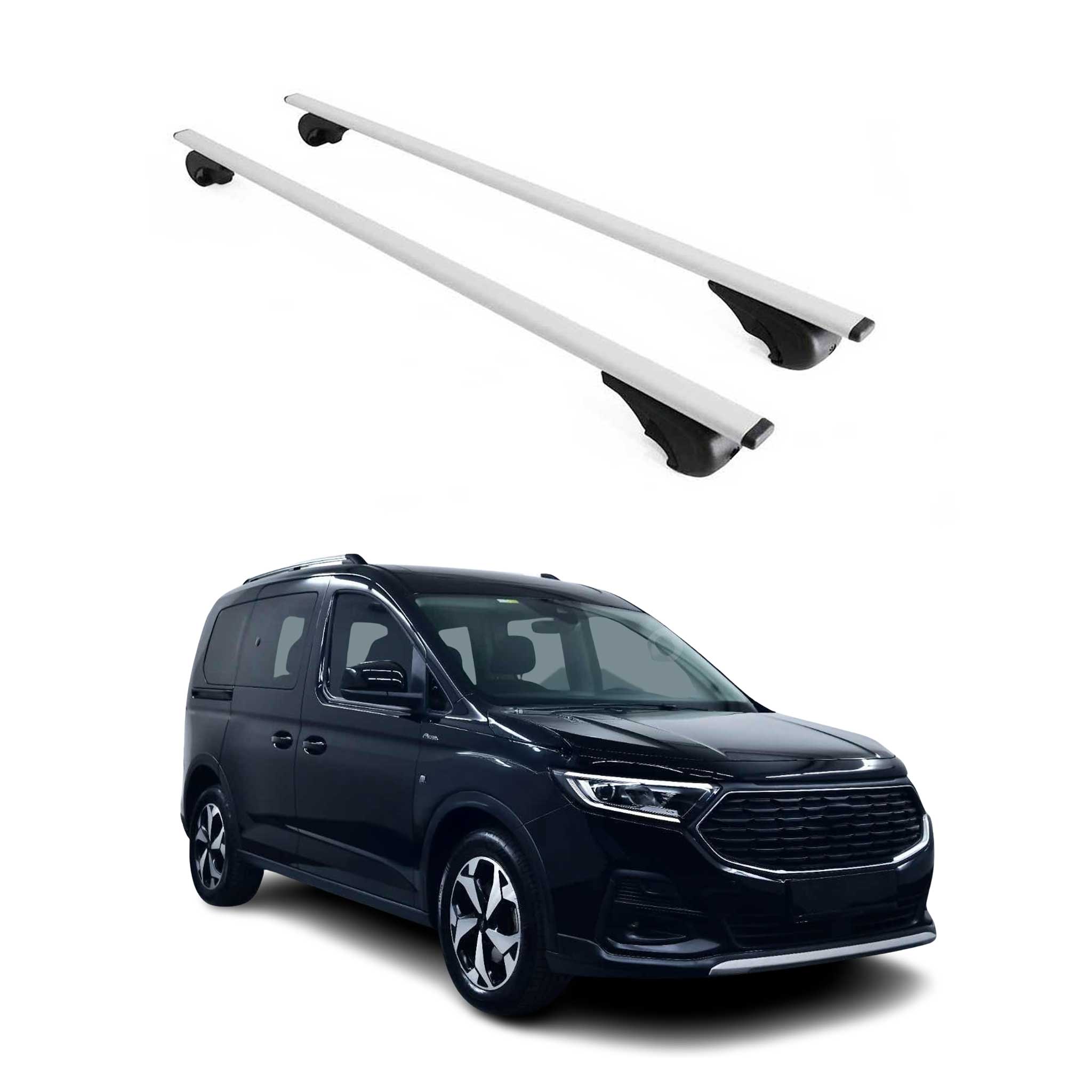 Omac Dachträger Querträger Für Ford Tourneo Connect Iii 2022-2026 – Abschließbar – Max. 75 Kg – 2 Stangen Stahl Silber