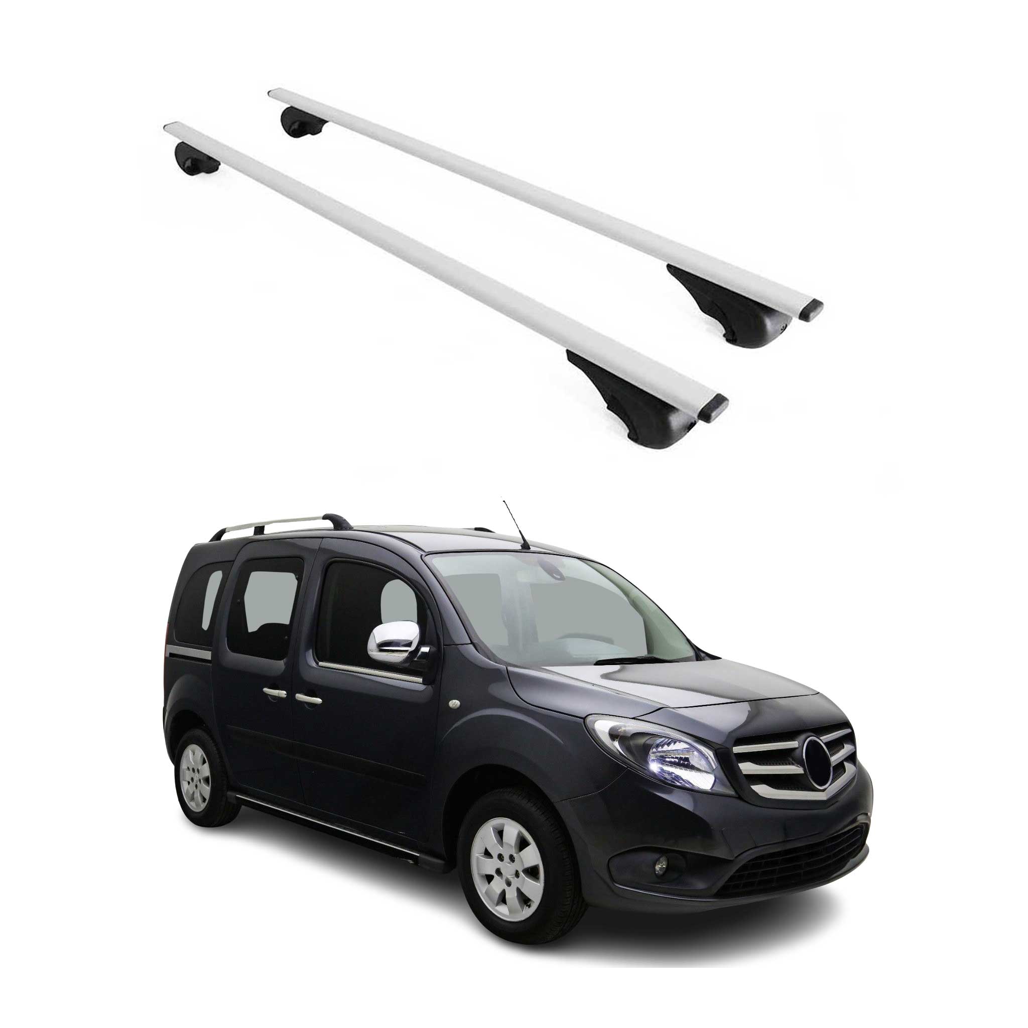 Omac Dachträger Querträger Für Mercedes Citan W420 2021-2026 – Abschließbar – Max. 75 Kg – 2 Stangen Stahl Silber