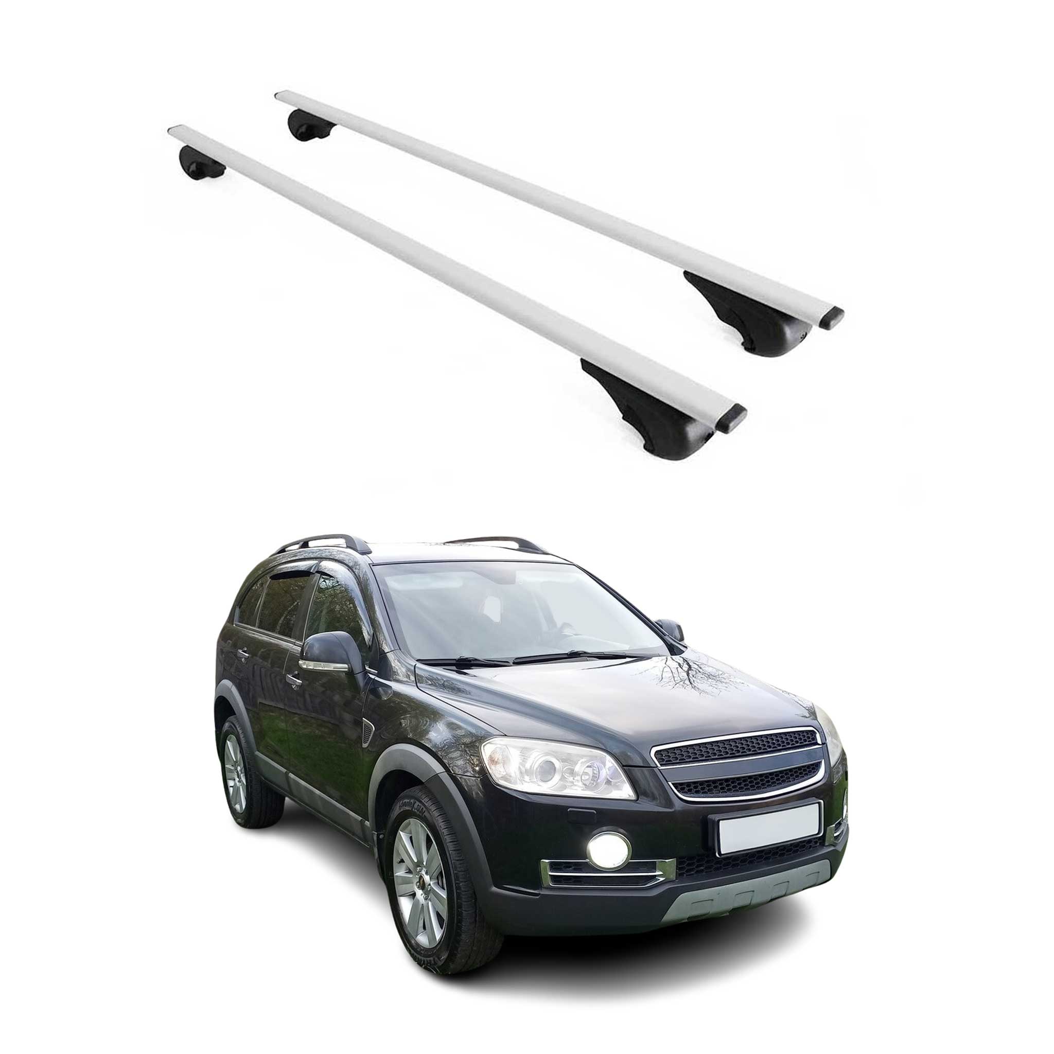 Omac Dachträger Querträger Für Chevrolet Captiva 2006-2016 – Abschließbar – Max. 75 Kg – 2 Stangen Stahl Silber