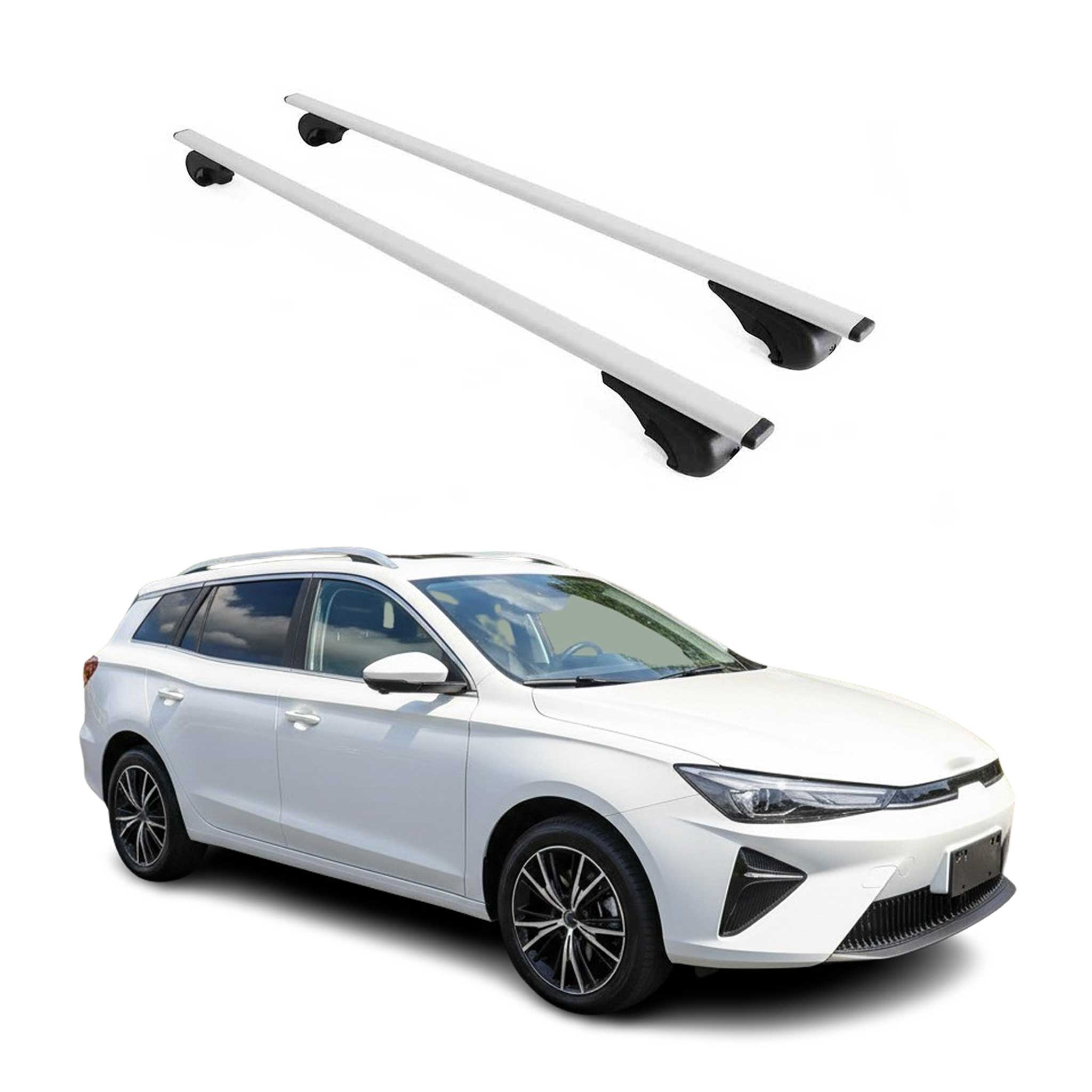 Omac Dachträger Querträger Für Mg5 Ev 2021-2026 – Abschließbar – Max. 75 Kg – 2 Stangen Stahl Silber