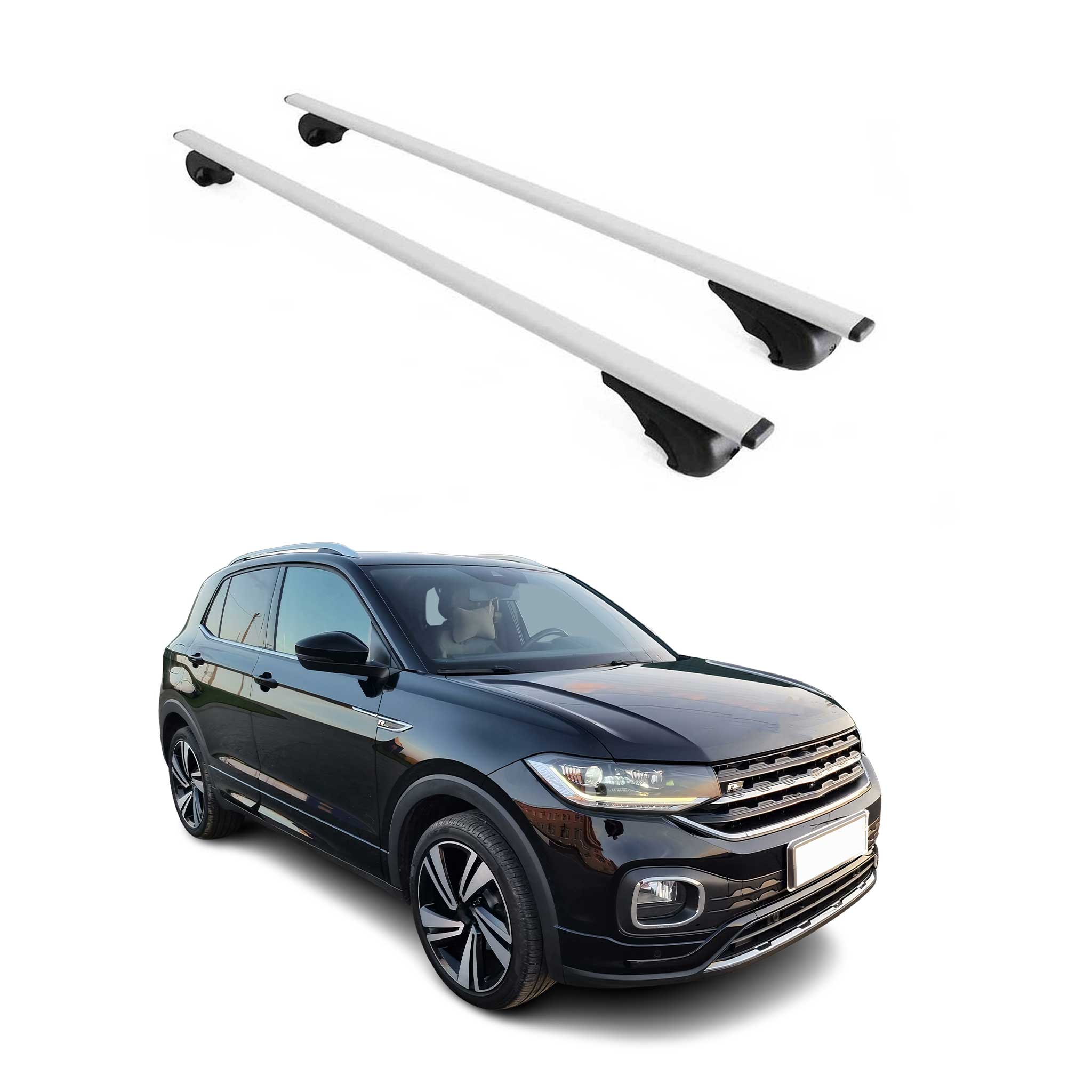 Omac Dachträger Querträger Für Vw T-cross 2019-2026 – Abschließbar – Max. 75 Kg – 2 Stangen Stahl Silber