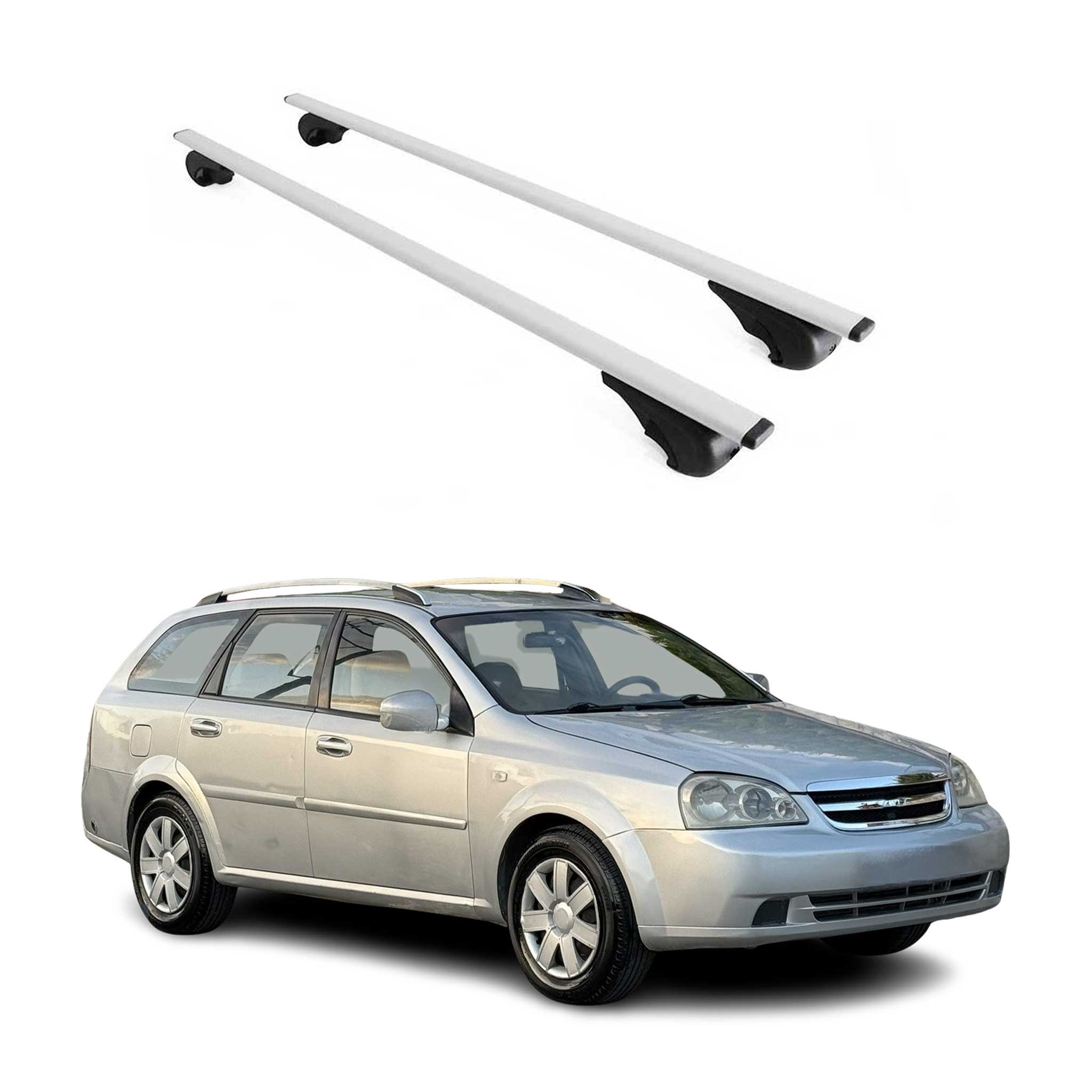 Omac Dachträger Querträger Für Chevrolet Lacetti Kombi 2002-2011 – Abschließbar – Max. 75 Kg – 2 Stangen Stahl Silber