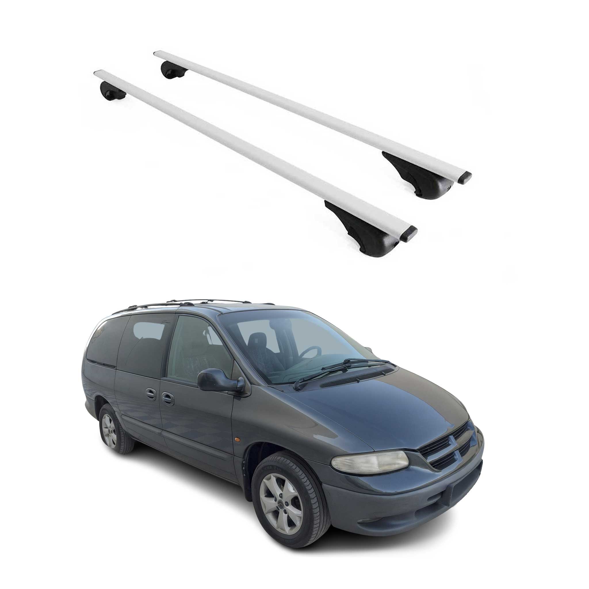 Omac Dachträger Querträger Für Chrysler Voyager 1996-2001 – Abschließbar – Max. 75 Kg – 2 Stangen Stahl Silber