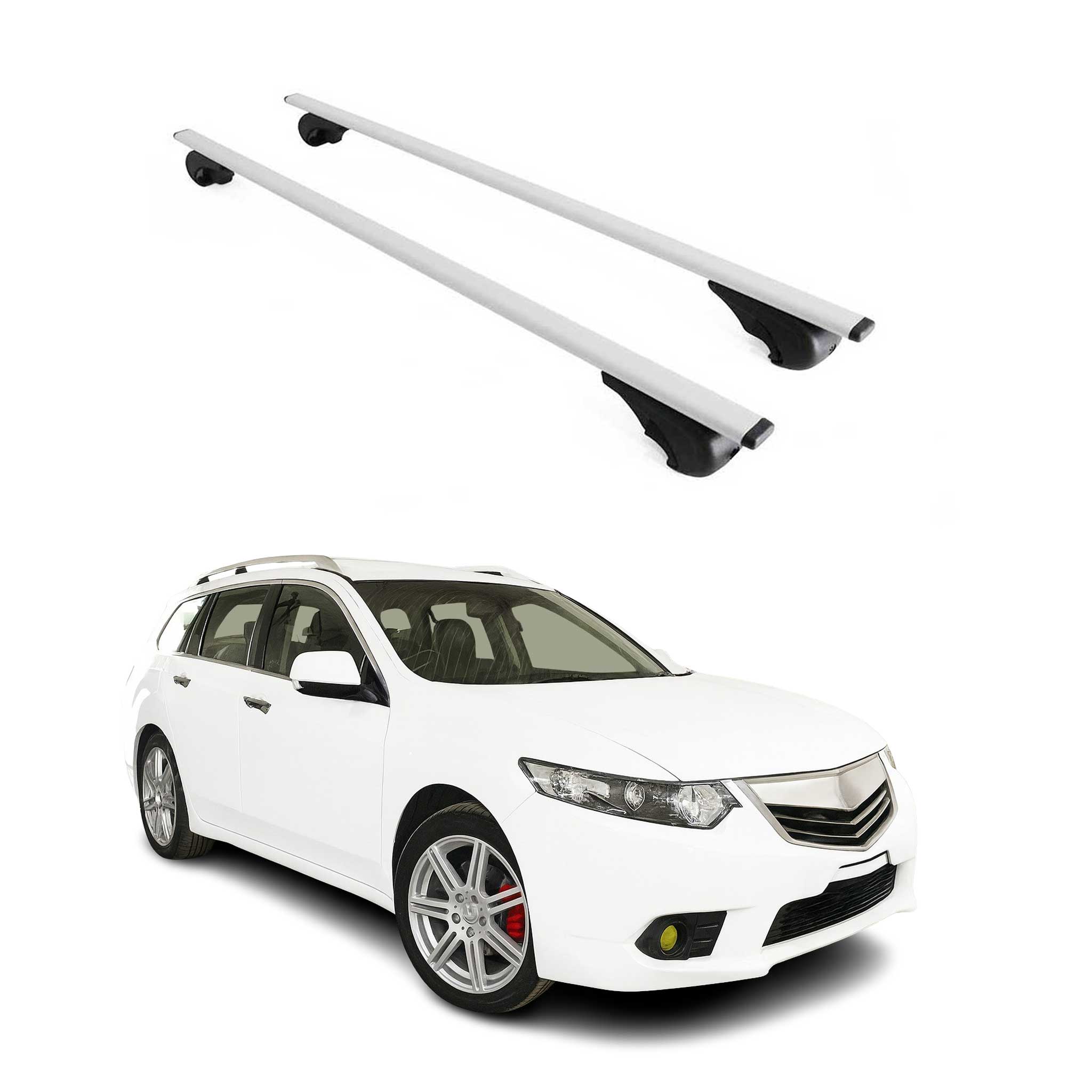 Omac Dachträger Querträger Für Acura Tsx Sportwagon 2010-2014 – Abschließbar – Max. 75 Kg – 2 Stangen Stahl Silber