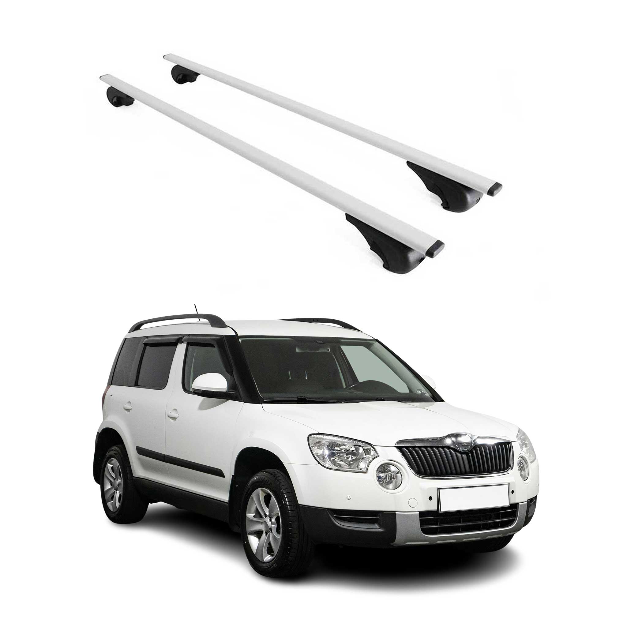 Omac Dachträger Querträger Für Skoda Yeti 2009-2017 – Abschließbar – Max. 75 Kg – 2 Stangen Stahl Silber