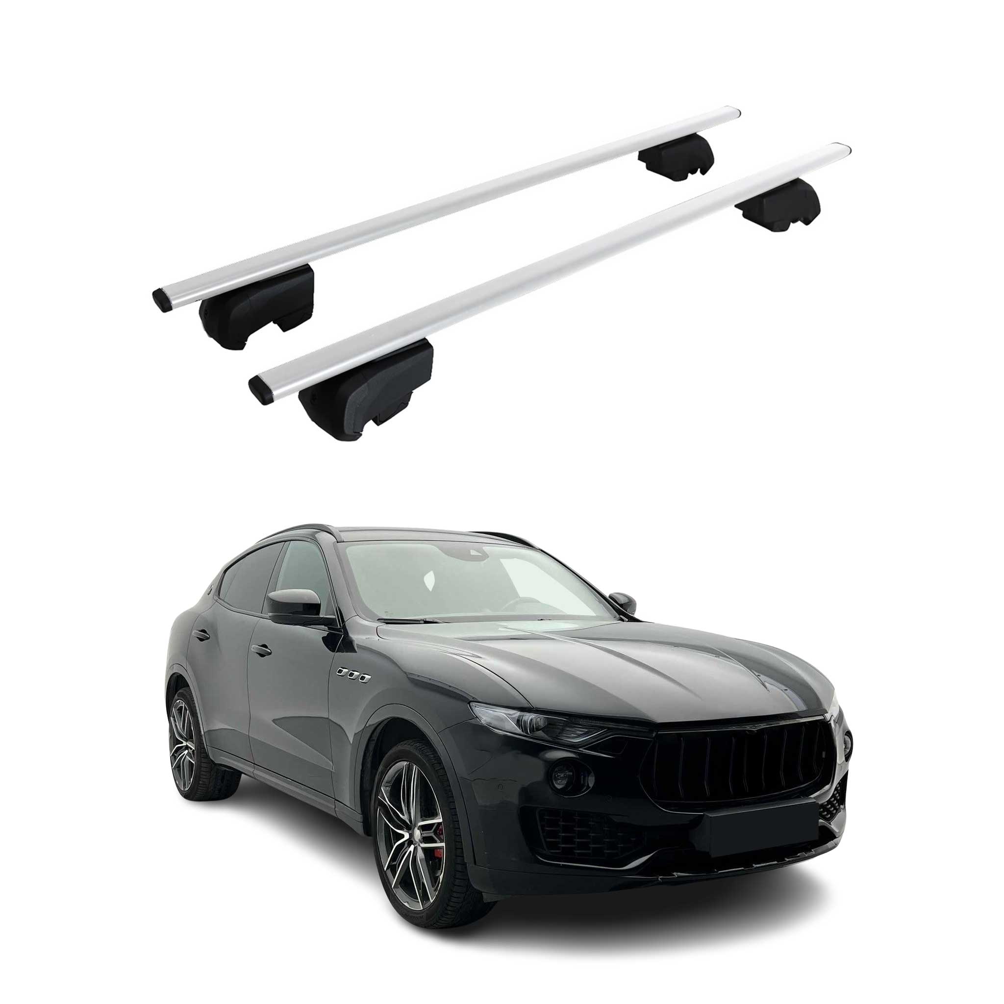 Omac Dachtrager Quertrager Für Maserati Levante 2017-2024 – City Crash Getestet – Iso Pas 11154:2006 – Abschliessbar – Max 75 Kg – 2 Stangen Stahl Silber
