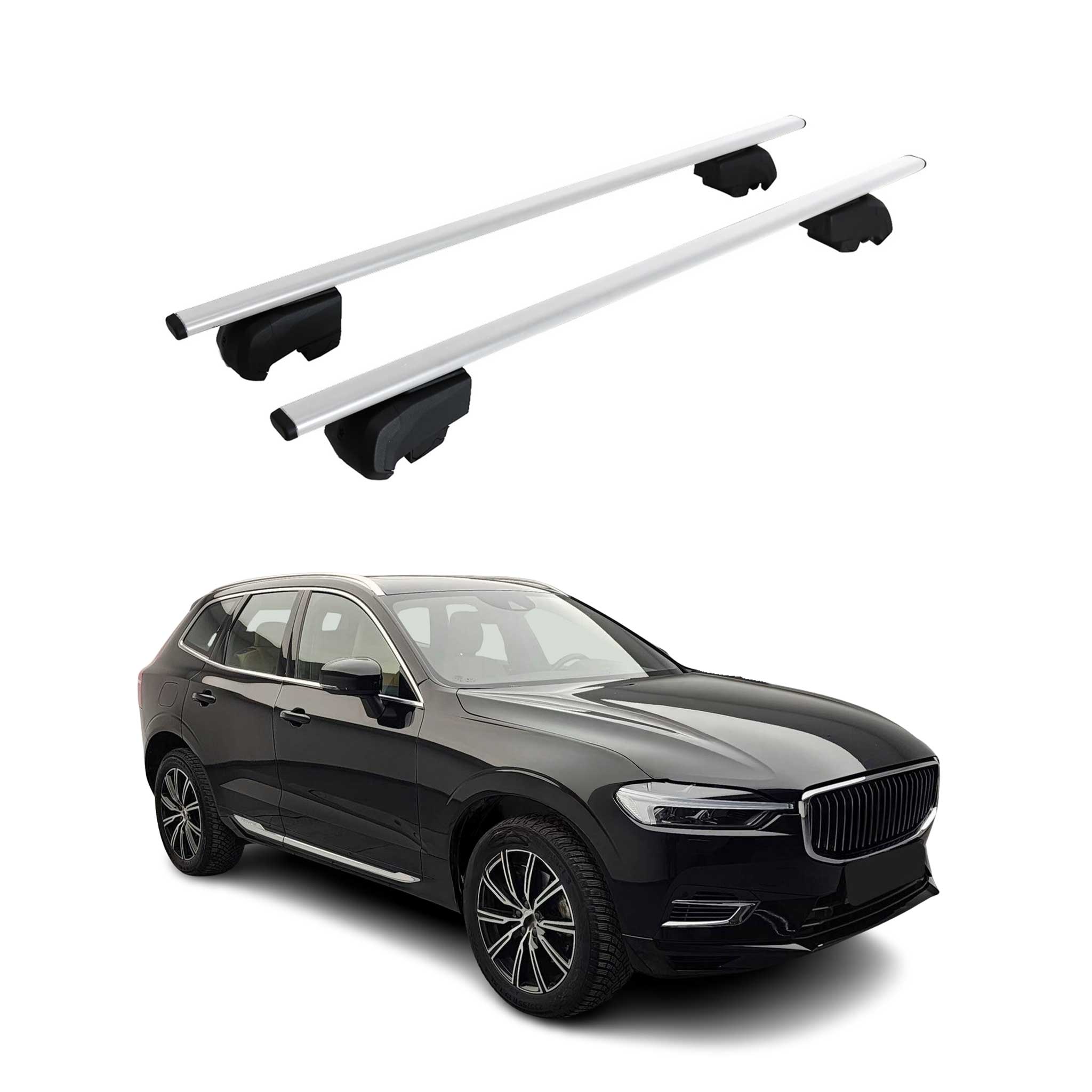 Omac Dachtrager Quertrager Für Volvo Xc60 Ii 2018-2026 – City Crash Getestet – Iso Pas 11154:2006 – Abschliessbar – Max 75 Kg – 2 Stangen Stahl Silber