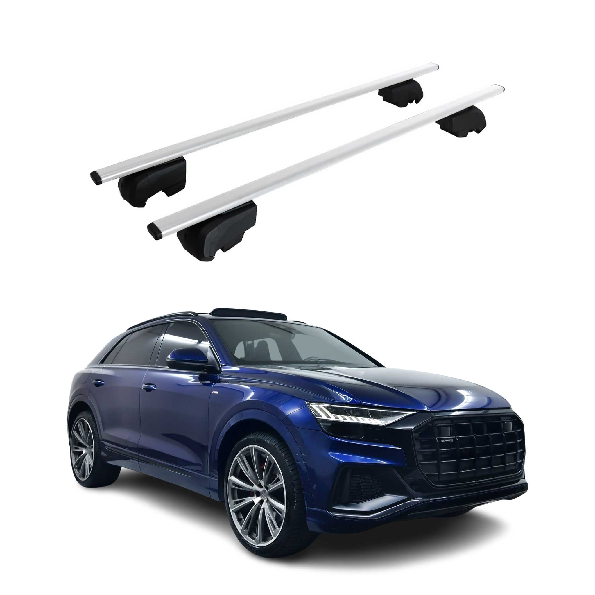 Omac Dachtrager Quertrager Fur Audi Q8 4m 2018-2026 – City Crash Getestet – Iso Pas 11154:2006 – Abschliessbar – Max 75 Kg – 2 Stangen Silber