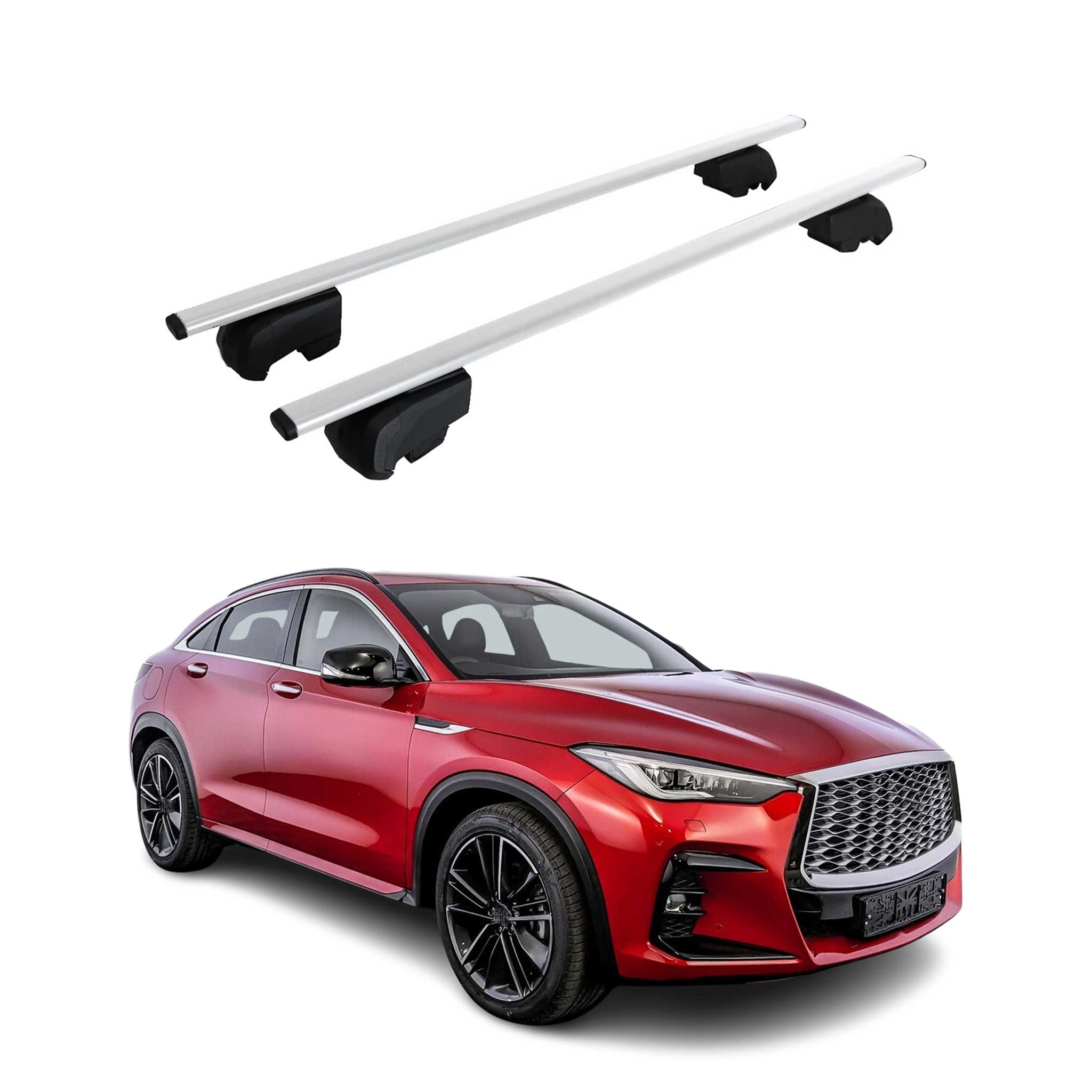 Omac Dachtrager Quertrager Für Infiniti Qx50 Ii 2018-2025 – City Crash Getestet – Iso Pas 11154:2006 – Abschliessbar – Max 75 Kg – 2 Stangen Stahl Silber