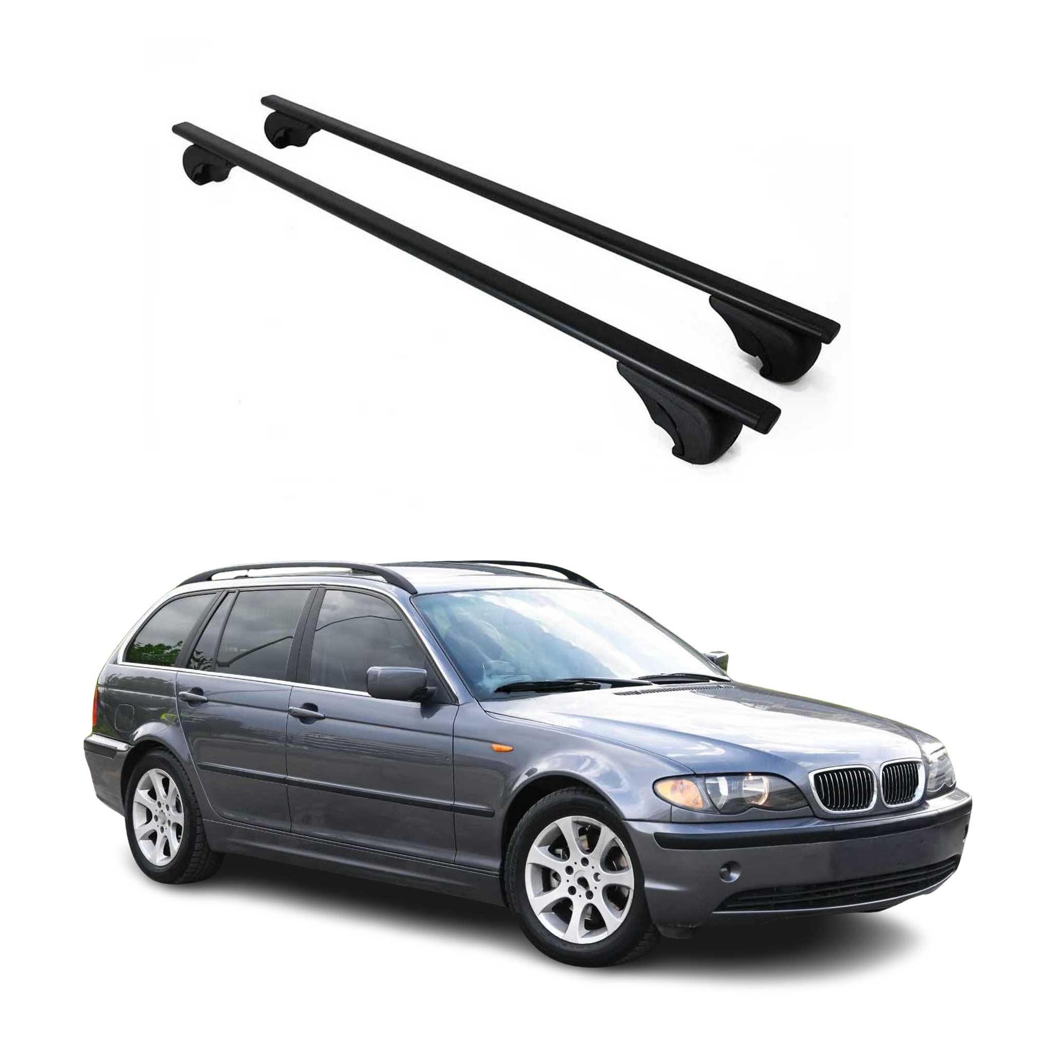 Omac Dachträger Querträger Für Bmw 3er E46 Touring 1999-2007 – Abschließbar – Max. 75 Kg – 2 Stangen Stahl Schwarz