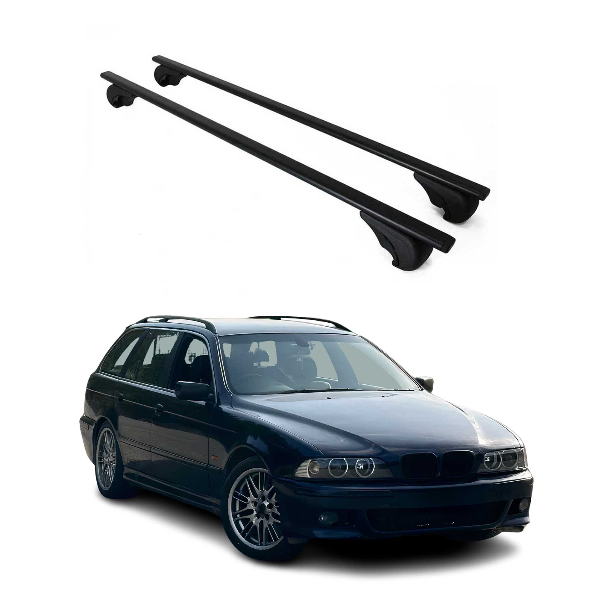 Omac Dachträger Querträger Für Bmw 5er E39 Touring 1997-2004 – Abschließbar – Max. 75 Kg – 2 Stangen Stahl Schwarz
