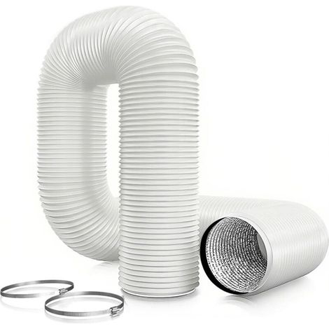 Ø150 Mm (weiß), 6 M Abluftschlauch, Flexibler Pvc- Und Aluminiumschlauch, Abluftschlauch Mit 2 Edelstahlklemmen Für Mobile Klimaanlagen, Wäschetrockner Und Dunstabzugshauben.