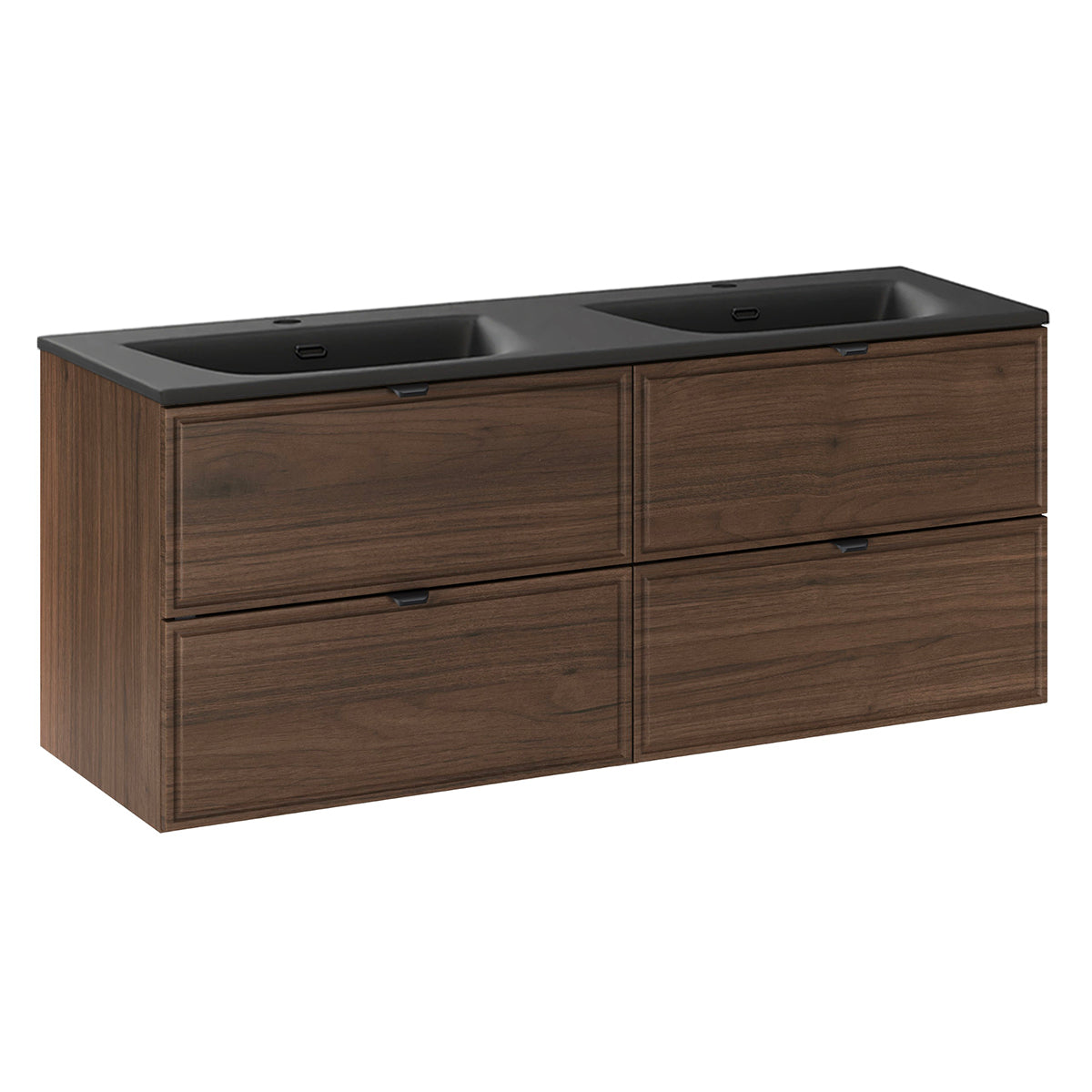 Doppelwaschtisch 121cm Elias Mit 4 Schubladen, Dunkles Holzoptik