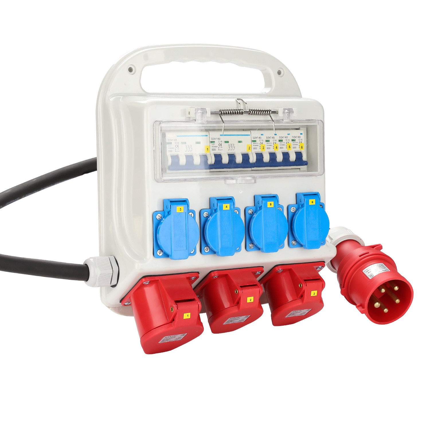 Randaco Distribuidor De Corriente Para Obras Distribuidor Cee Toma De Corriente Ip44 Para Obras 2x400v-16a 1x400v-32a 4x230v Schuko