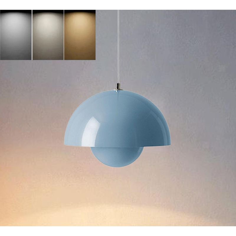 Hängender Led-kronleuchter In Dänischer Blütenform, Mit Leuchtmittel, Drei Einstellbare Farben, Für Schlafzimmer, Esszimmer Und Wohnzimmer, Blau