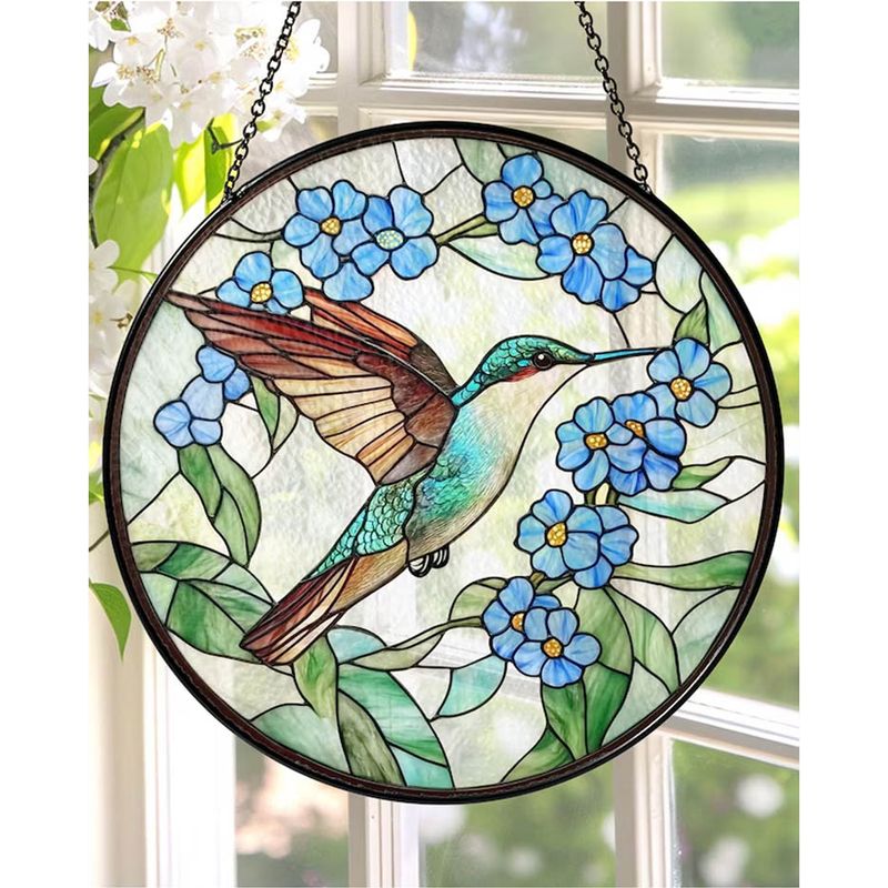 Kolibri-glasbild, 20 Cm, Sonnenfänger Aus Buntglas, Heimdekoration