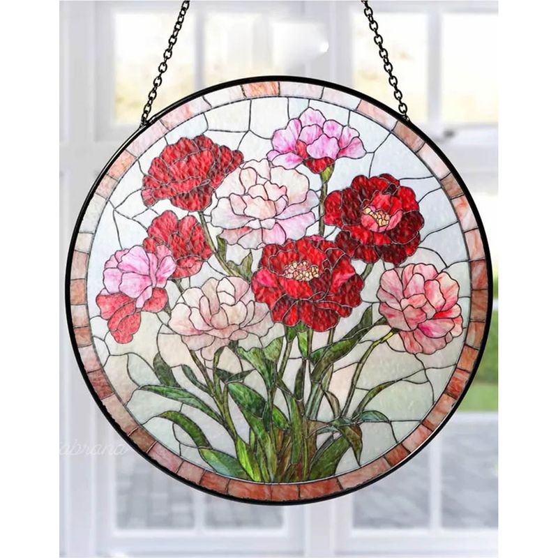 Hängendes Ösenfenster 15 Cm, Florales Buntglas, Sonnenfänger, Geschenk Für Mama