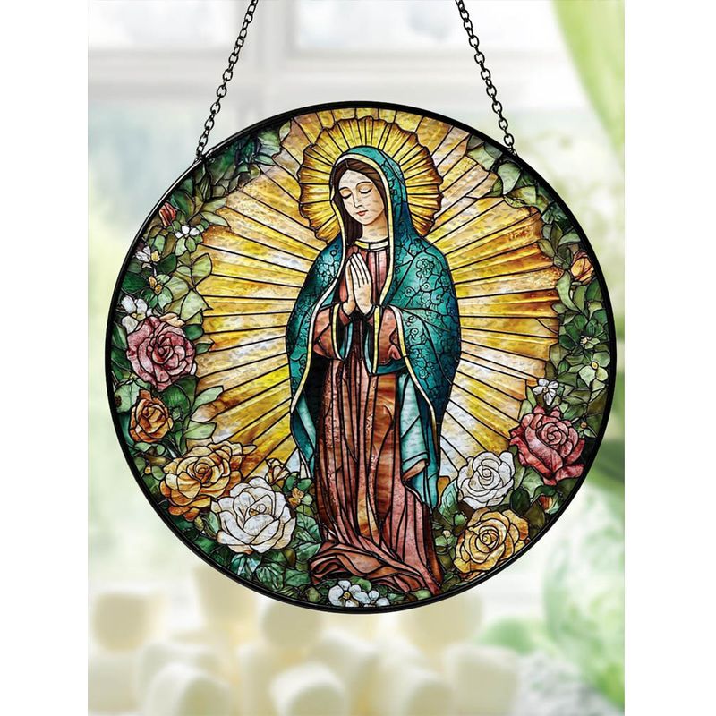 Buntglas-sonnenfänger Mit Religiösem Motiv, Fensterdekoration Der Jungfrau Maria, 15 Cm