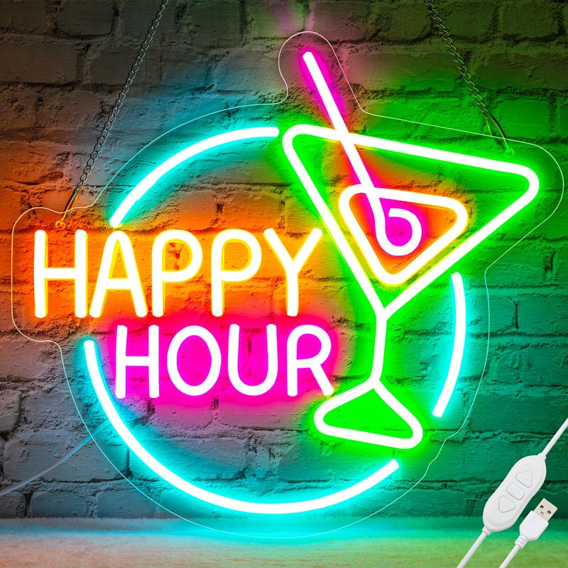 Happy Hour Led-neonlicht, Dimmbar, Usb-betrieben, Geeignet Für Wanddekoration, Bars, Kneipen (14,112,5 Zoll).