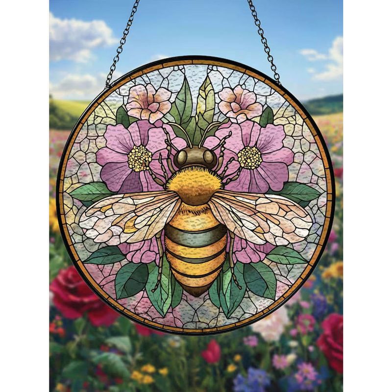 Sonnenfänger In Form Einer Honigbiene, 20 Cm, Buntglasdekoration