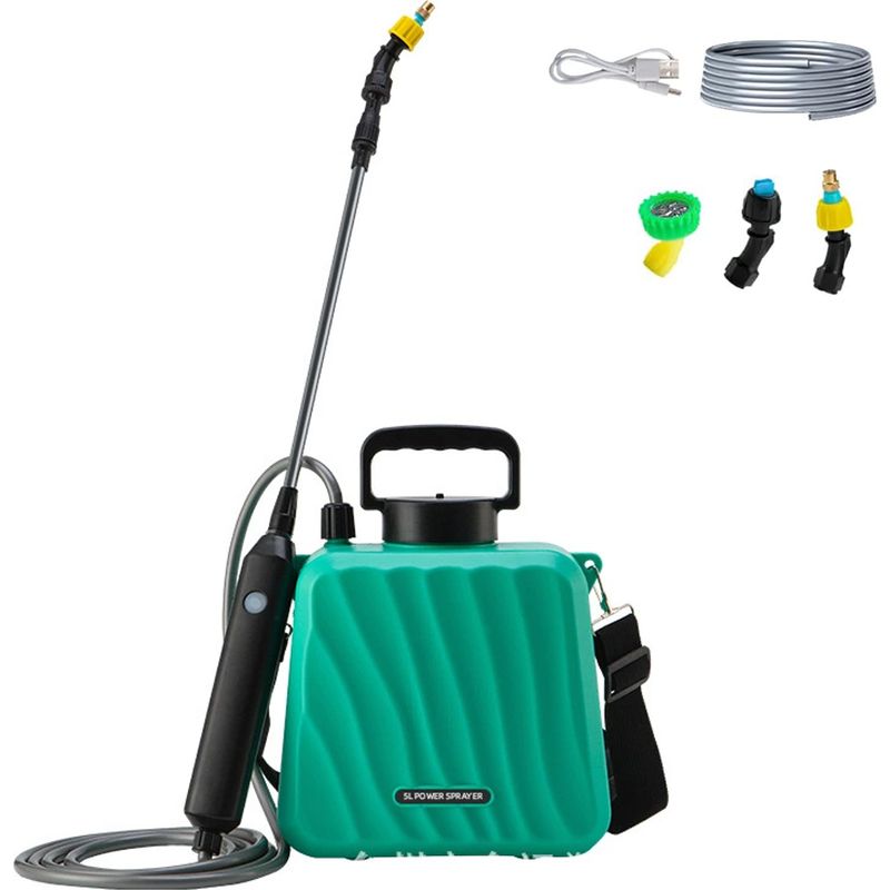 Elektrische Gartenspritze (5 Liter) Mit 3 Verstellbaren Düsen, 10 M Gartenschlauch Und Teleskopstiel, Usb-aufladbar