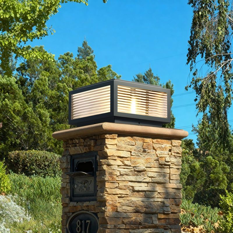 Solarbetriebene Pollerleuchte, Wasserdichte Dekorative Außenleuchte, Solarlampe Für Balkon Und Garten (25 Cm, Vierfarbiges Licht)