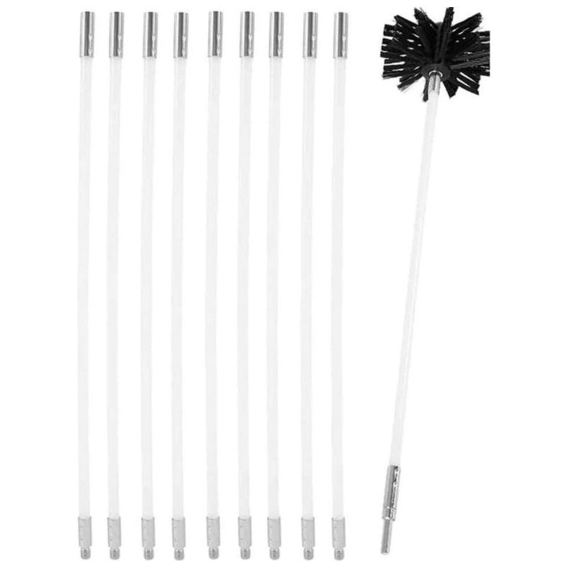 4m Pelletofen-schornsteinreinigungsset - Schornsteinbürstenkopf 100 Mm, 9 Flexible Schornsteinreinigungsstangen (4 M)