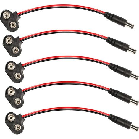 Packung Mit 5 9v Typ T Batterieanschlüssen Mit Dc-stecker Für 9v Alkaline-batterien