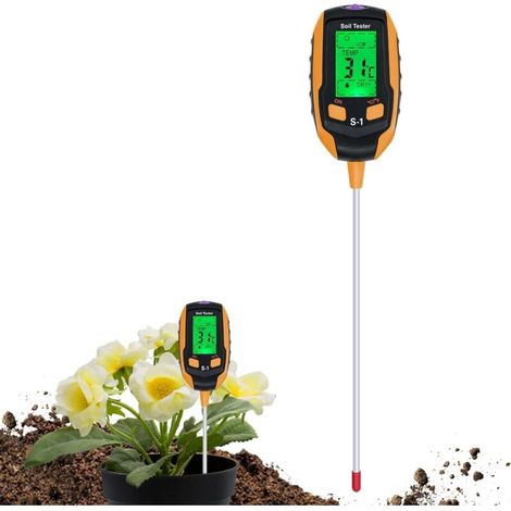 4-in-1 Bodentest Mit Ph-wert/temperatur/luftfeuchtigkeit/licht Für Gartenbau, Rasenflächen, Landwirtschaft Und Freilandpflanzen