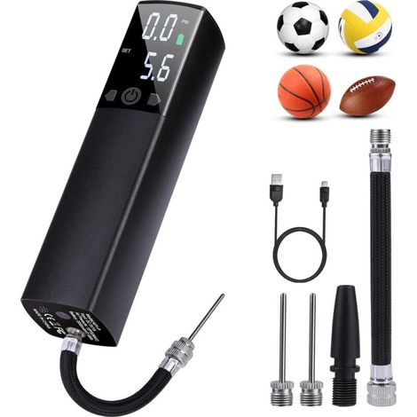 Automatische Elektrische Ballpumpe, Tragbarer Aufblaser 4 L/min, Druckerkennung 0,1 Psi, Lcd-display Und Led-taschenlampe