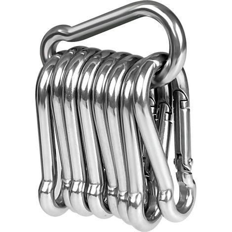 10 Stück Karabinerhaken Aus Edelstahl 304, Hochbelastbar, 50 Mm X 5 Mm, Hochwertige Edelstahlkarabiner Mit Ratschenverschluss Für Alle Arten Von Zughilfen Und Griffen Mit Öse