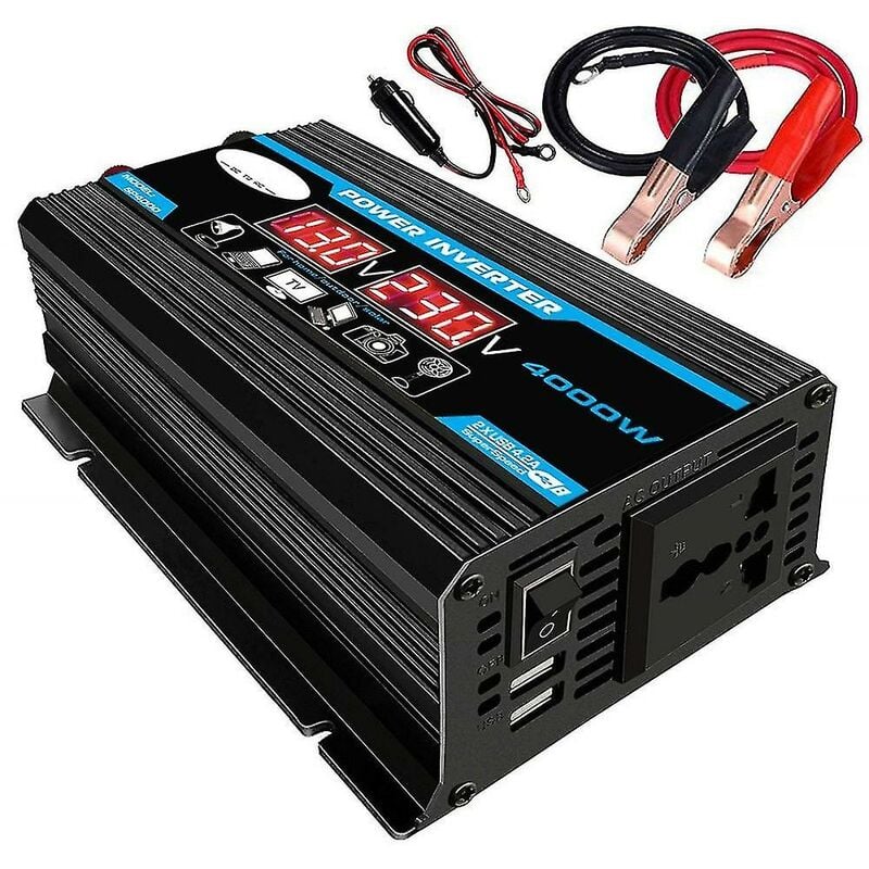 12v 220v Reiner Sinus-wechselrichter, 4000w Reiner Sinus-wechselrichter-transformator Mit Fernbedienung Und Zwei Ac-steckdosen Für Wohnmobi, Pkw Und Lkw -