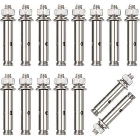 Packung Mit 15 Edelstahl-spreizdübeln M8x60 Mm, Edelstahl 304, Hochbelastbar Bis 26 Kg, Für Beton Und Mauerwerk