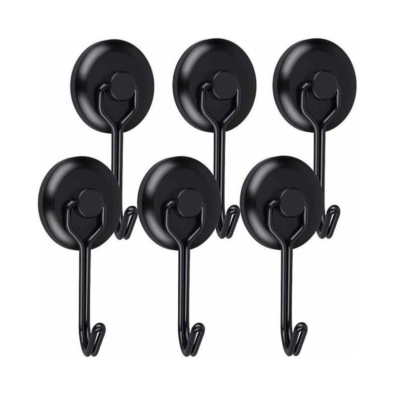 Leistungsstarker 14 Kg 20d Magnet-kühlschrankhaken, Schwarzer Neodym-drehmagnethaken, 6 Stück